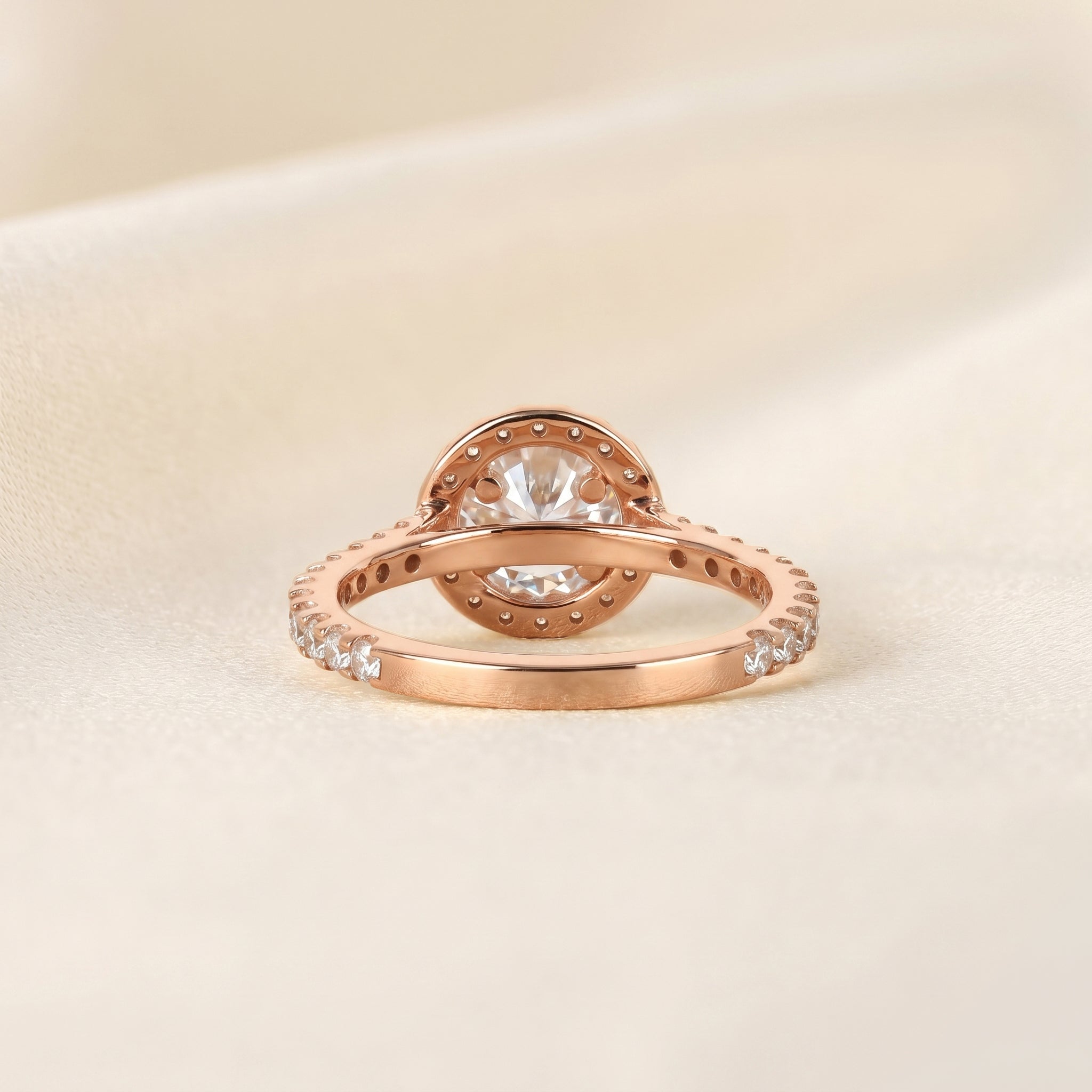 Round Lab Grown Diamond Pavé Halo Ring in 18K Rose Gold 1.9 CTW