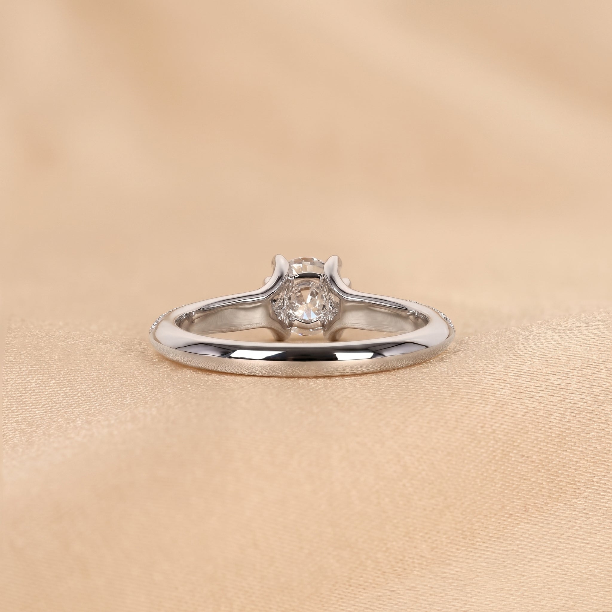 Round Lab Grown Diamond Ring with Pavé Accents in 10K White Gold 0.80 CTW