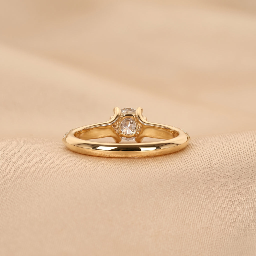 Round Lab Grown Diamond Ring with Pavé Accents in 14K Yellow Gold 0.80 CTW