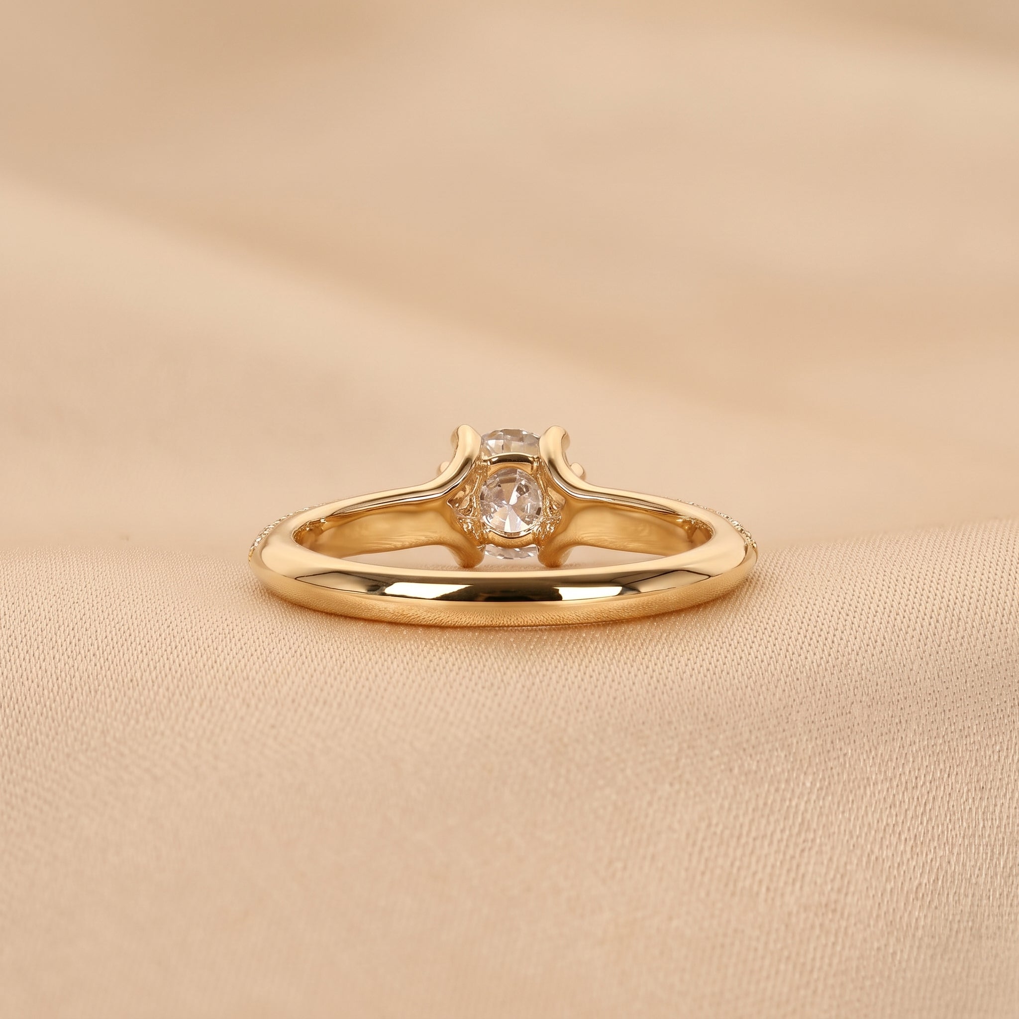 Round Lab Grown Diamond Ring with Pavé Accents in 14K Yellow Gold 0.80 CTW