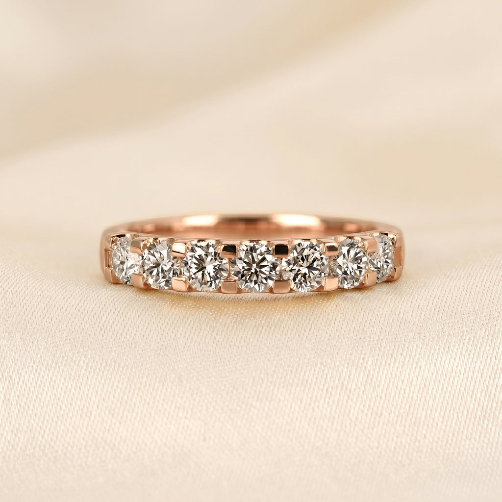 Round Lab Grown Diamond Semi Eternity Ring in 10K Rose Gold 1.07 CTW