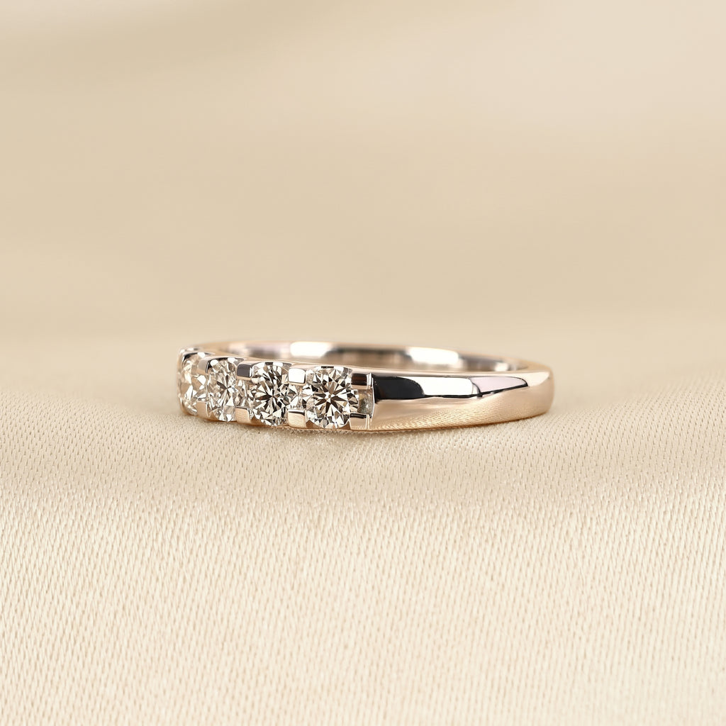 Round Lab Grown Diamond Semi Eternity Ring in 10K White Gold 1.07 CTW