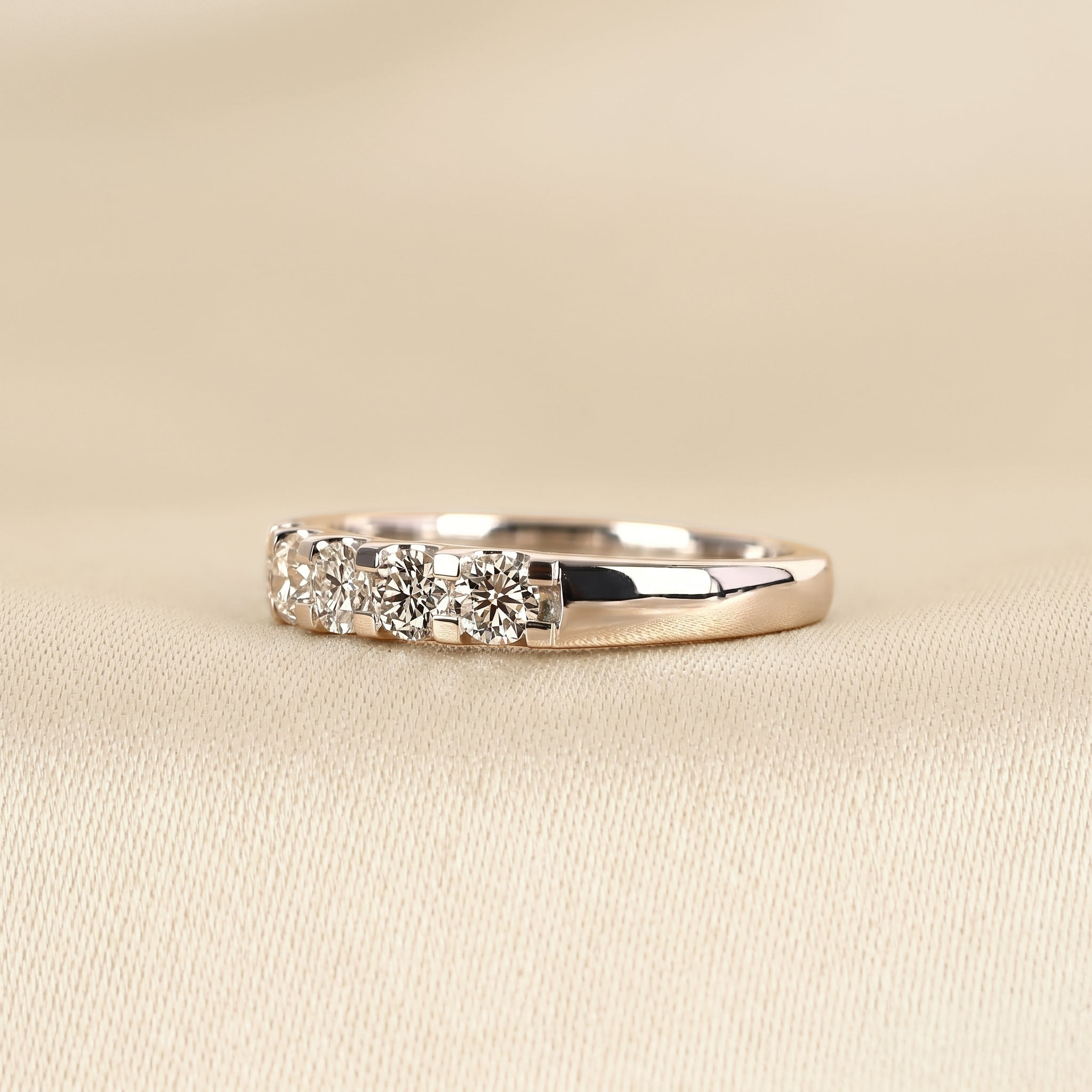 Round Lab Grown Diamond Semi Eternity Ring in 10K White Gold 1.07 CTW