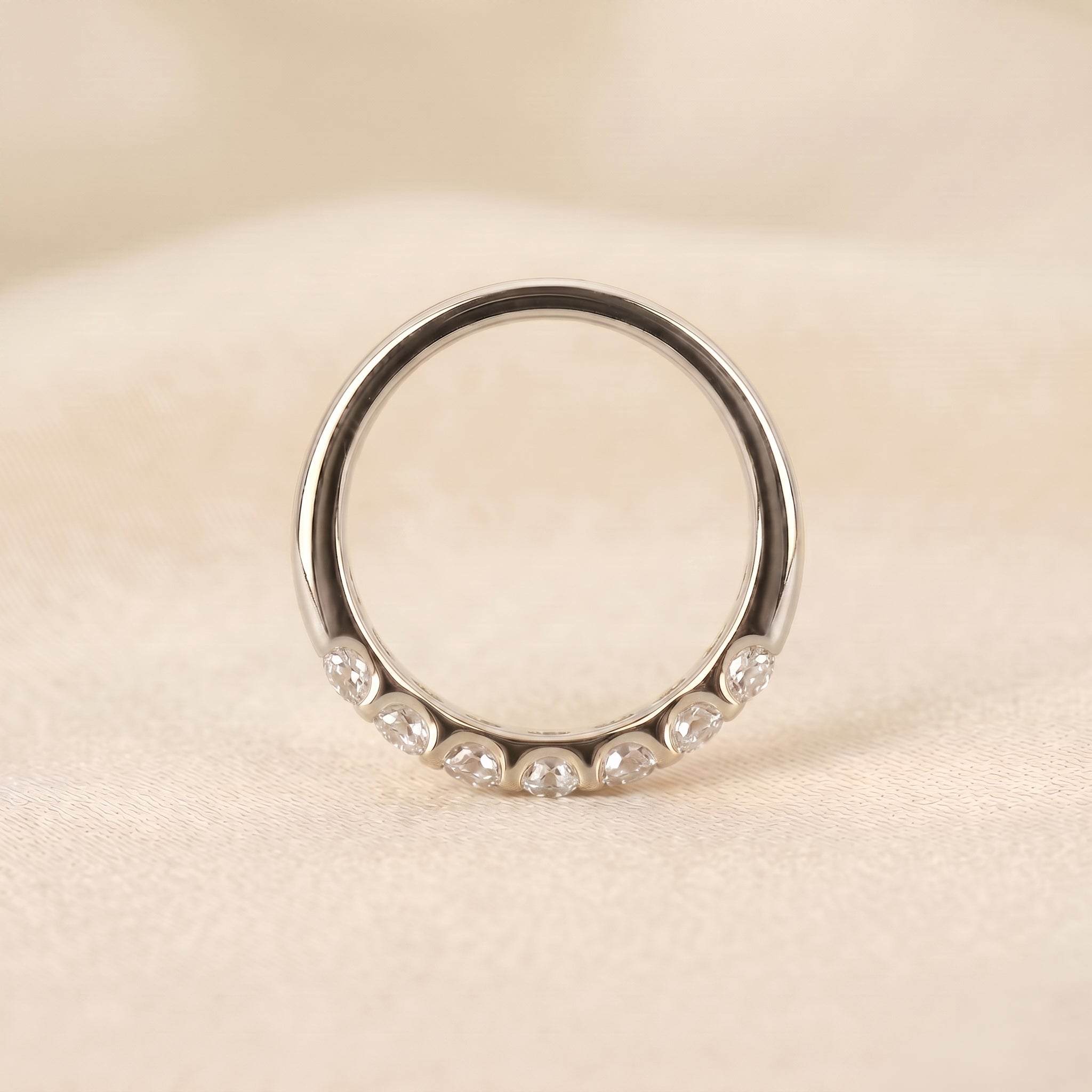 Round Lab Grown Diamond Semi Eternity Ring in 10K White Gold 1.07 CTW