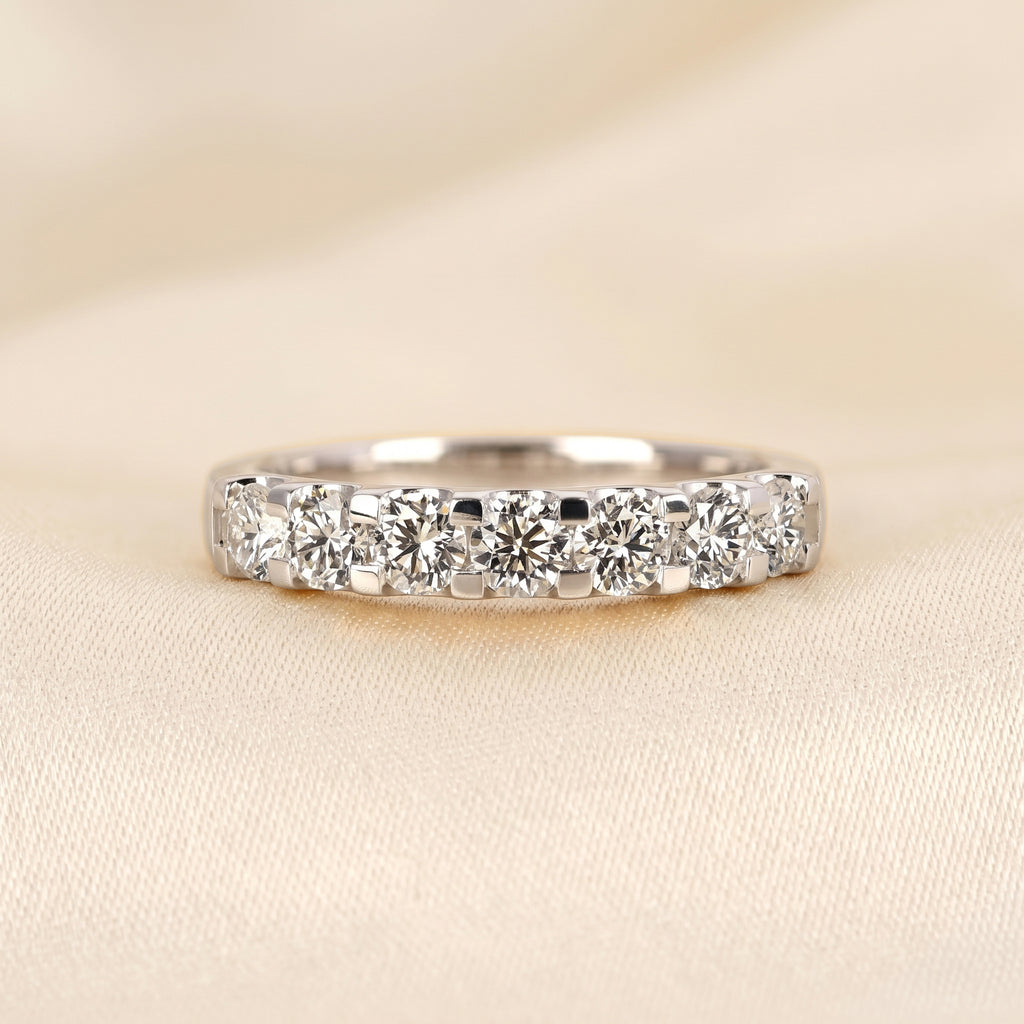 Round Lab Grown Diamond Semi Eternity Ring in 10K White Gold 1.07 CTW