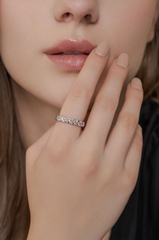 Round Lab Grown Diamond Semi Eternity Ring in 10K White Gold 1.07 CTW