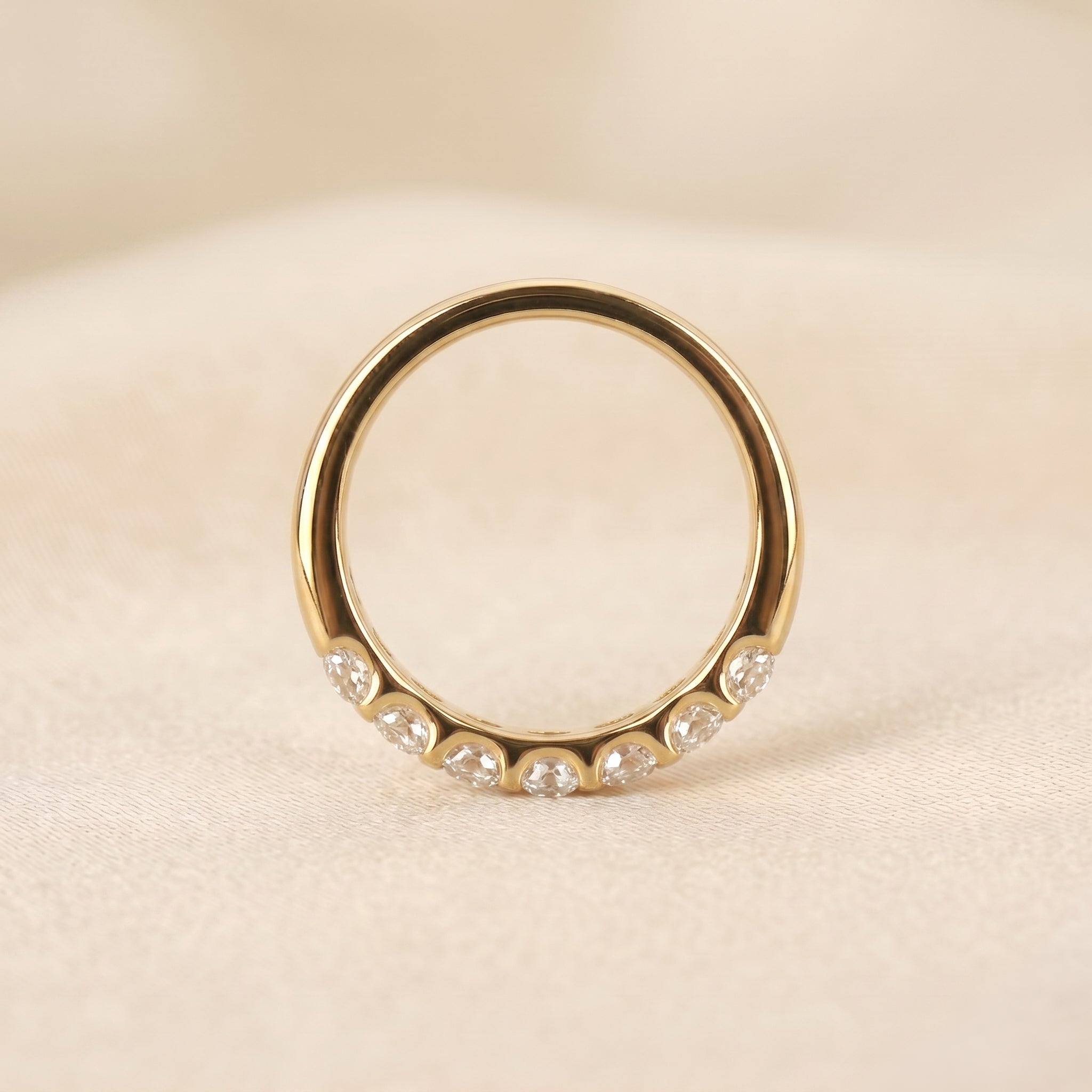 Round Lab Grown Diamond Semi Eternity Ring in 10K Yellow Gold 1.07 CTW