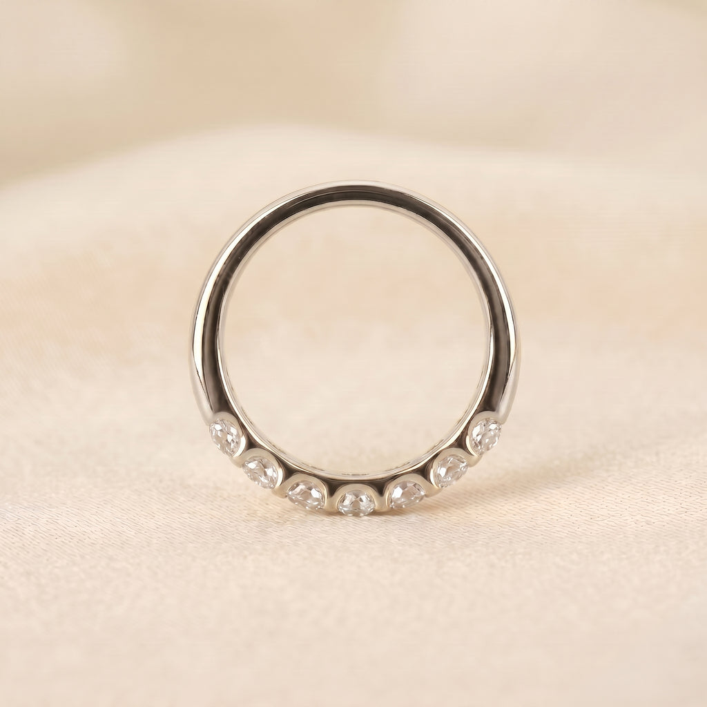Round Lab Grown Diamond Semi Eternity Ring in 18K White Gold 1.07 CTW