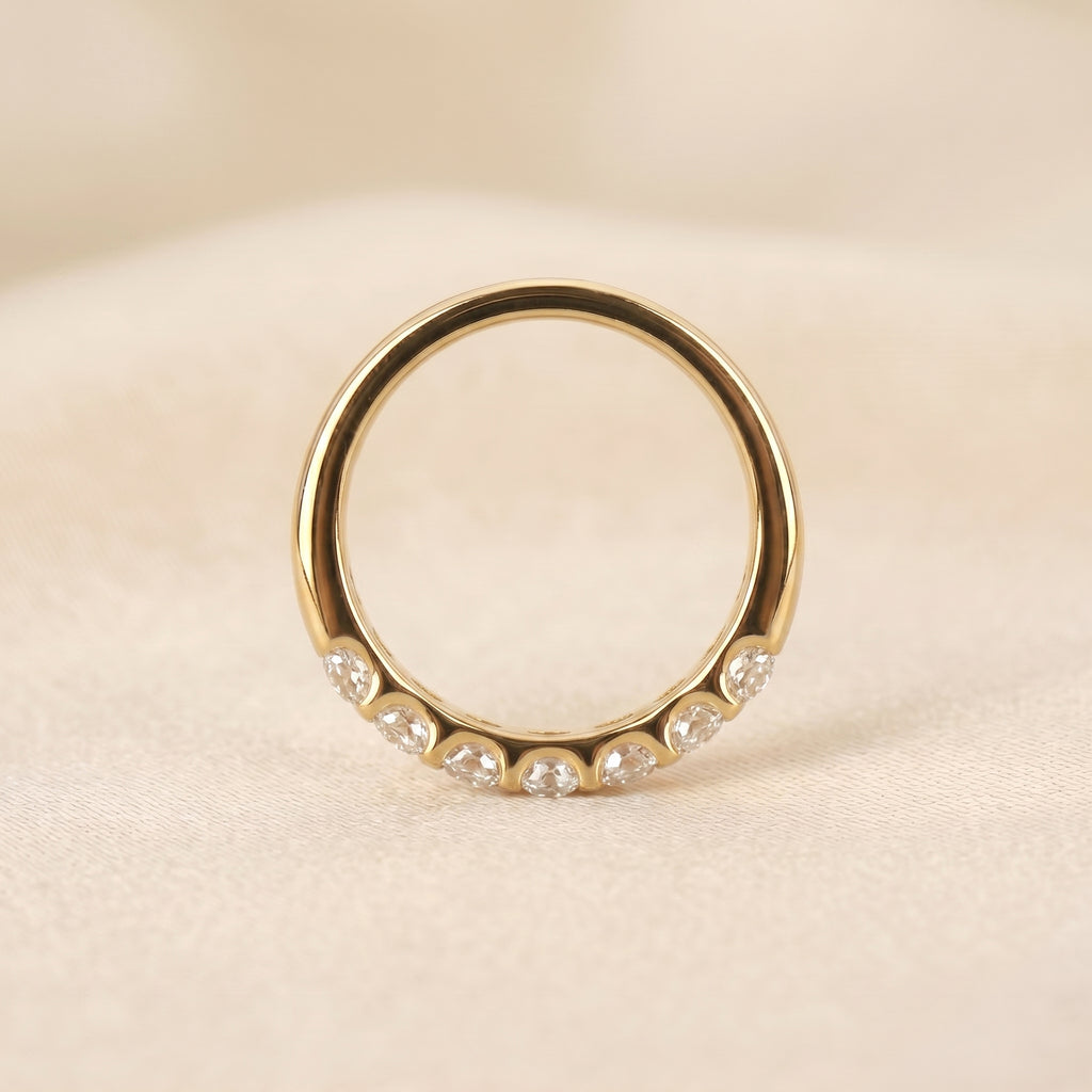 Round Lab Grown Diamond Semi Eternity Ring in 18K Yellow Gold 1.07 CTW