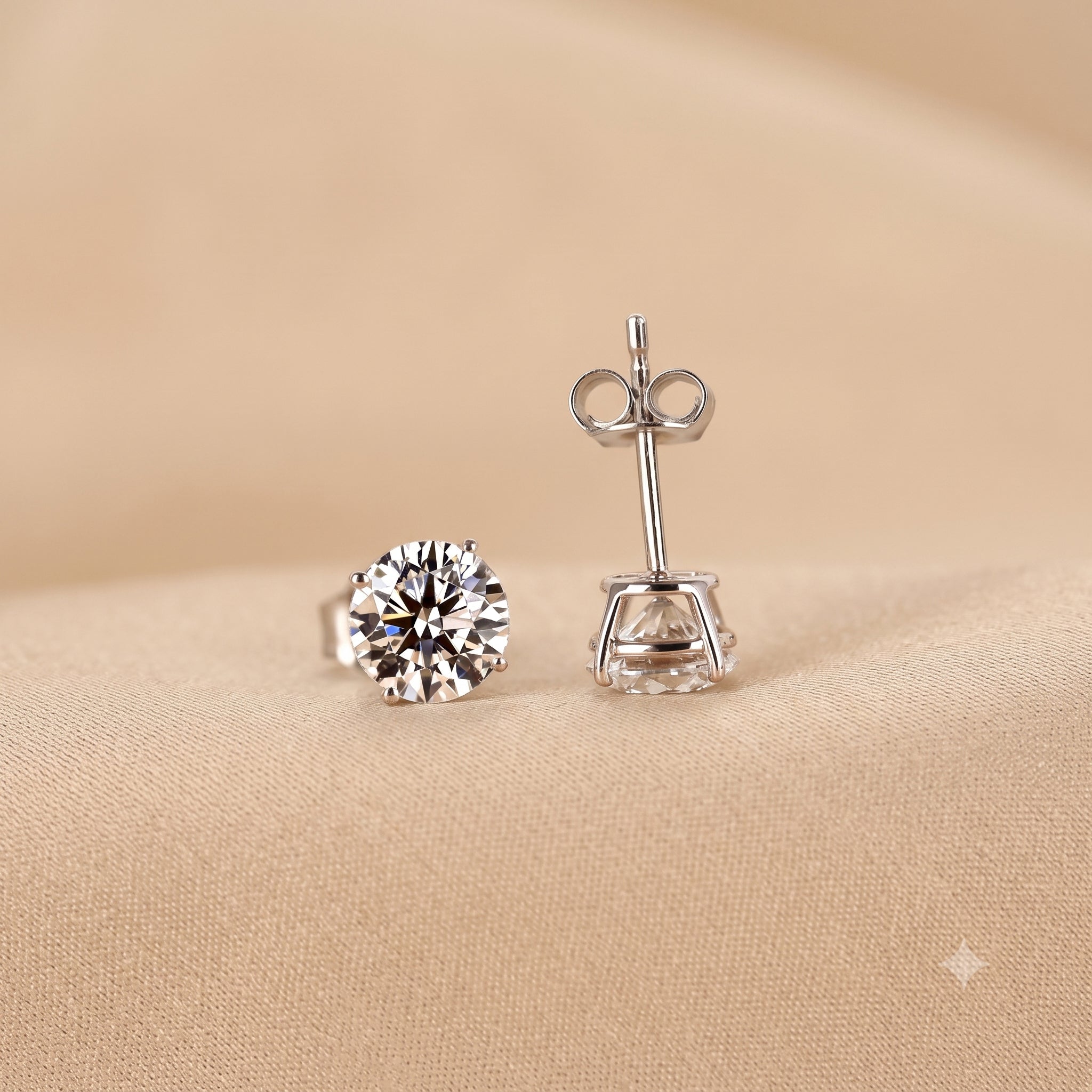 Round Lab Grown Diamond Solitaire Stud Earrings in 10K White Gold 2 CTW