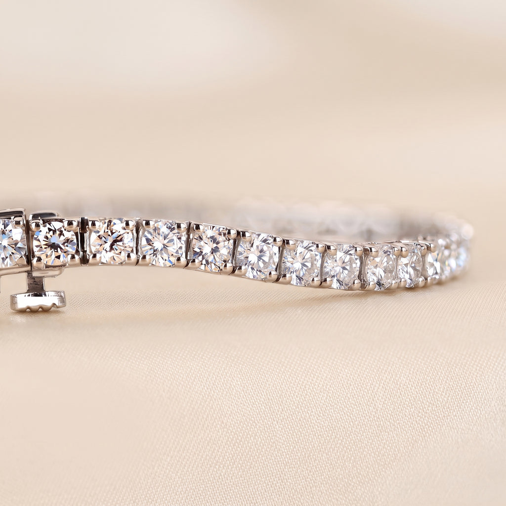Round Lab Grown Diamond Tennis Bracelet in 10K White Gold 10 CTW