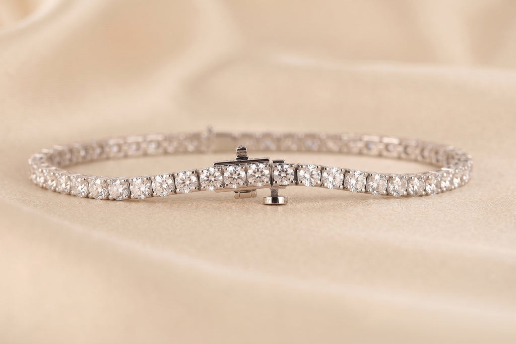 Round Lab Grown Diamond Tennis Bracelet in 10K White Gold 10 CTW