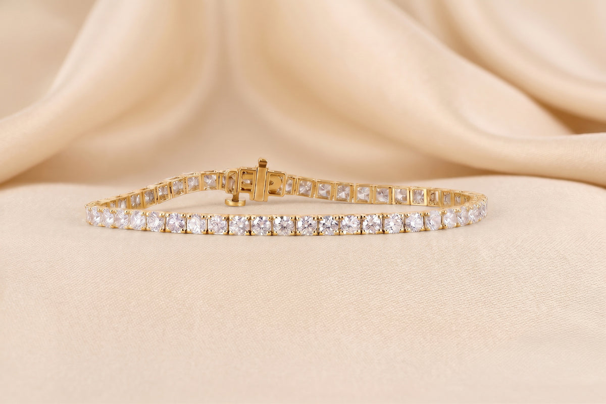 Round Lab Grown Diamond Tennis Bracelet in 10K Yellow Gold 10 CTW
