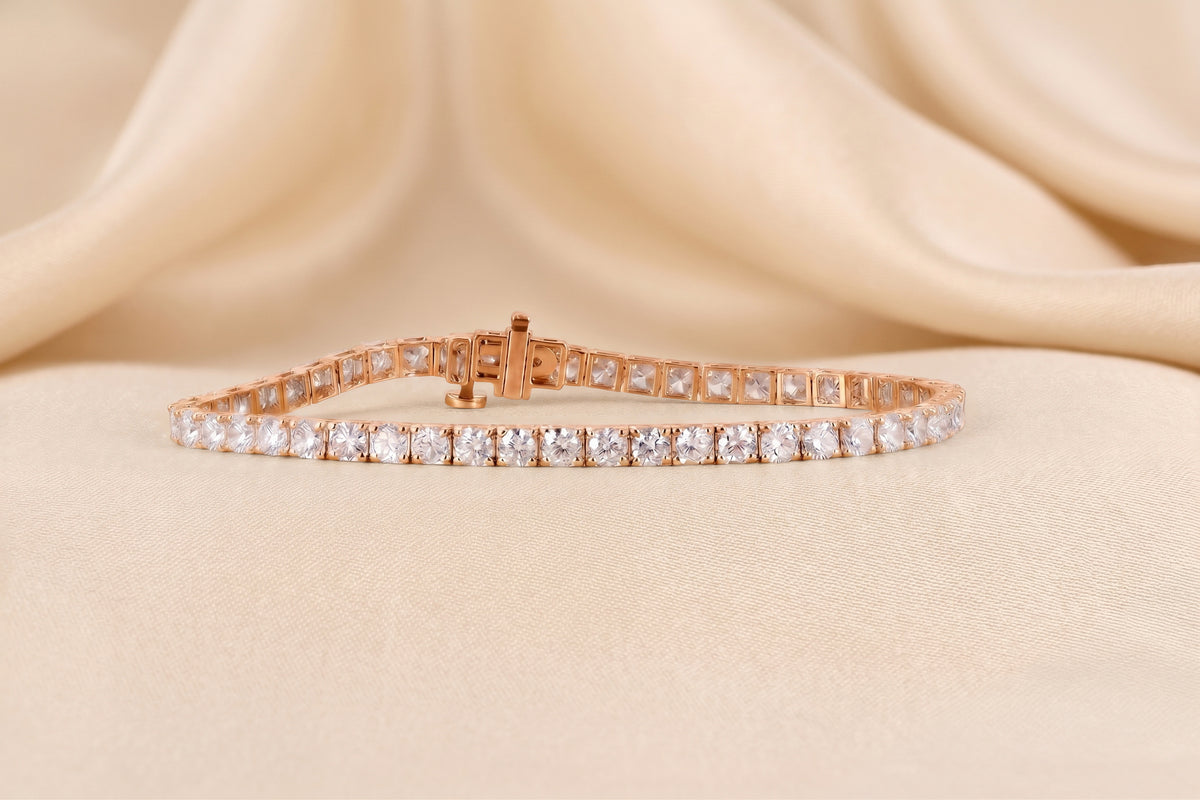 Round Lab Grown Diamond Tennis Bracelet in 14K Rose Gold 10 CTW