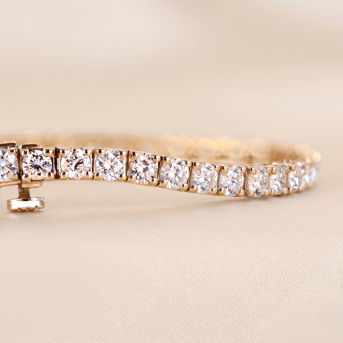 Round Lab Grown Diamond Tennis Bracelet in 14K Yellow Gold 10 CTW