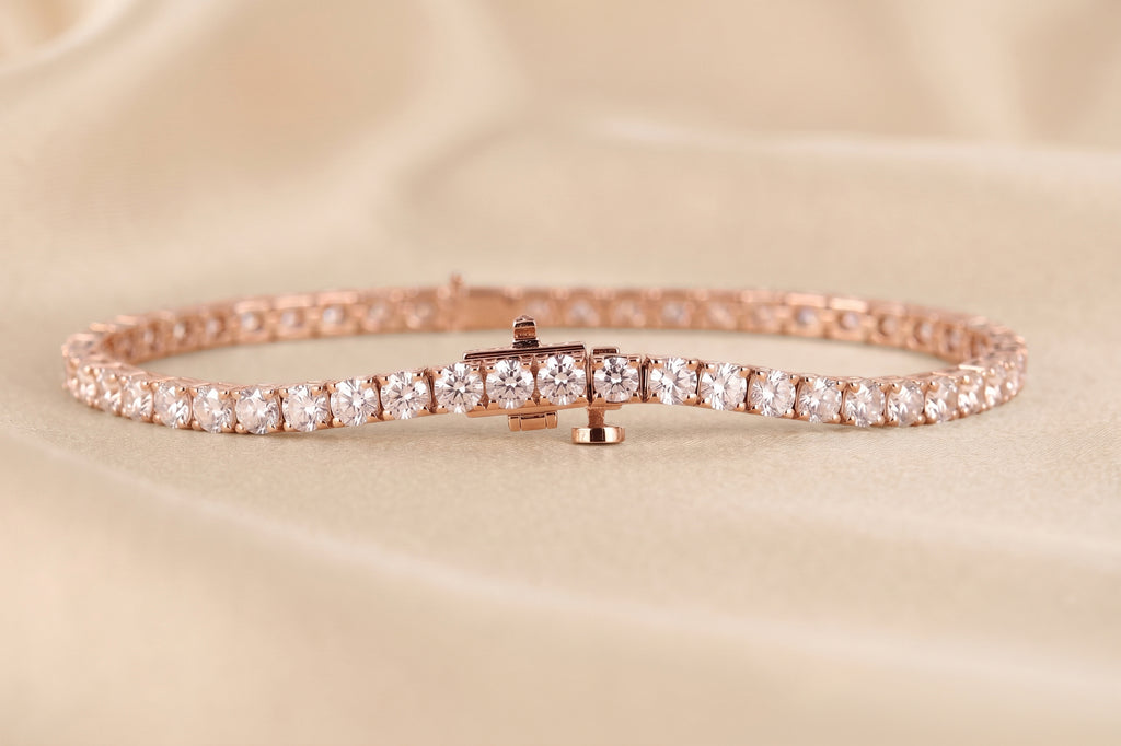 Round Lab Grown Diamond Tennis Bracelet in 18K Rose Gold 10 CTW