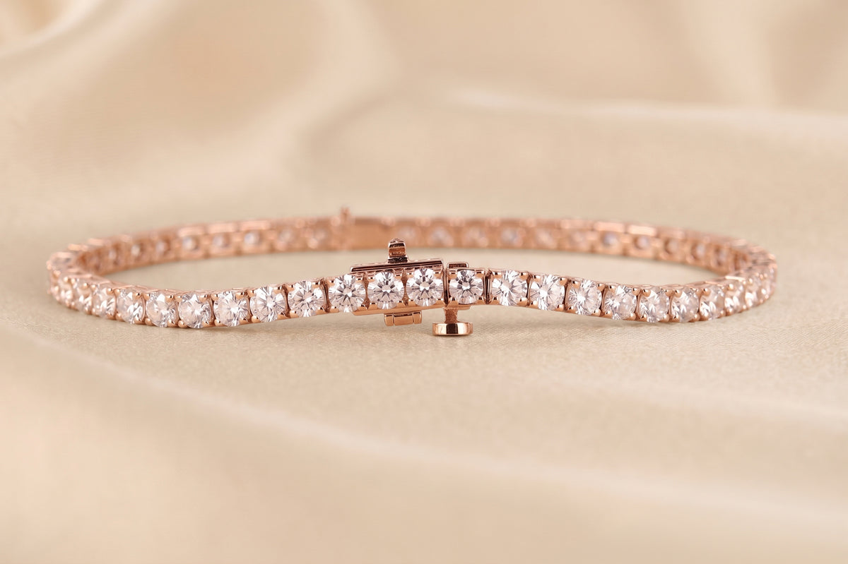 Round Lab Grown Diamond Tennis Bracelet in 18K Rose Gold 10 CTW