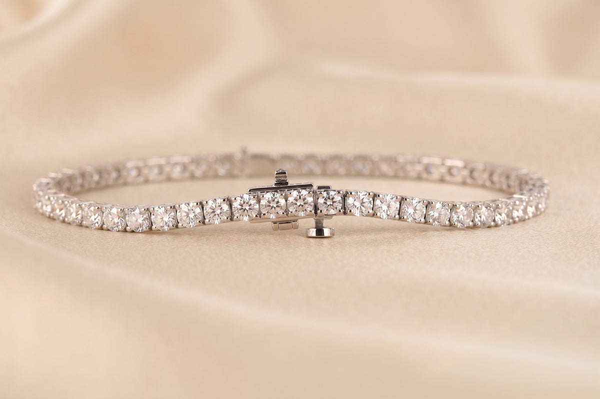 Round Lab Grown Diamond Tennis Bracelet in 18K White Gold 10 CTW