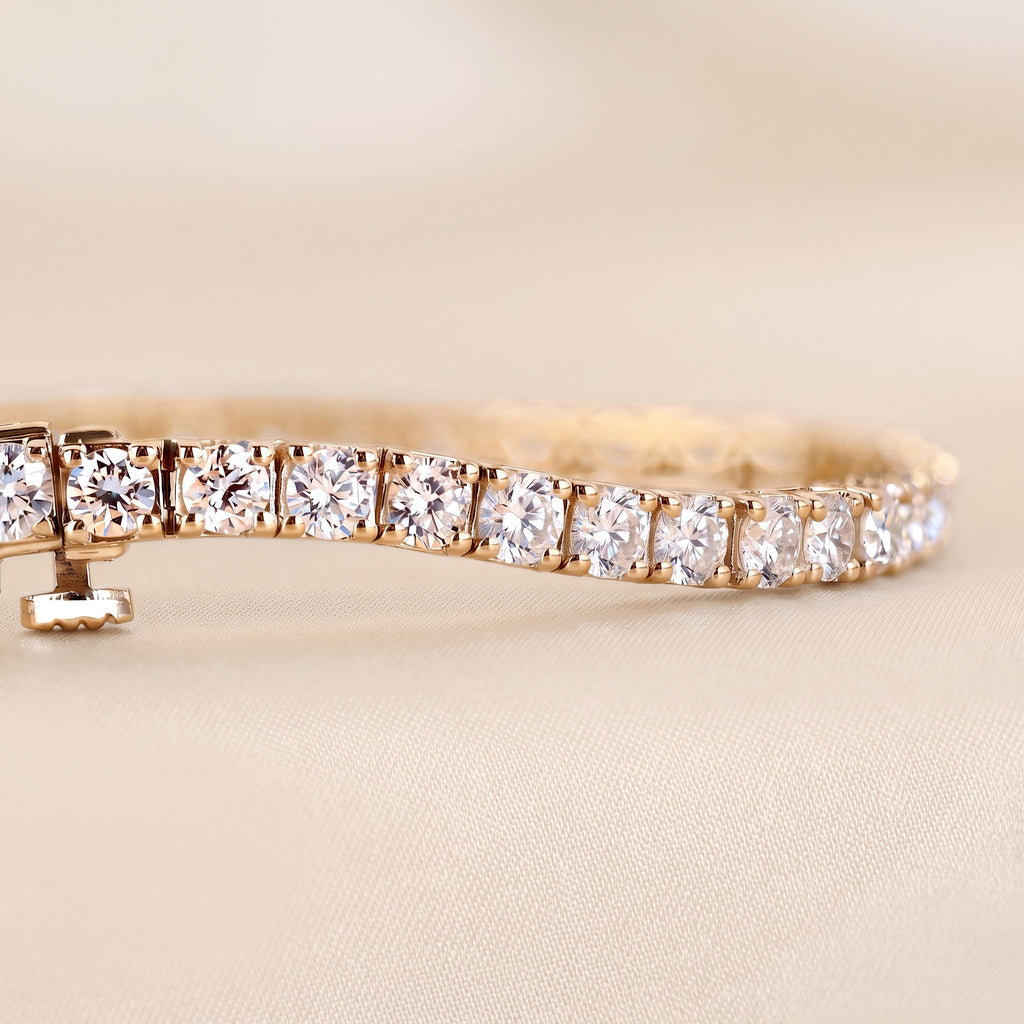 Round Lab Grown Diamond Tennis Bracelet in 18K Yellow Gold 10 CTW