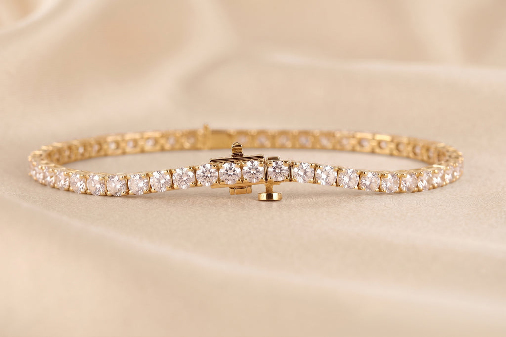 Round Lab Grown Diamond Tennis Bracelet in 18K Yellow Gold 10 CTW