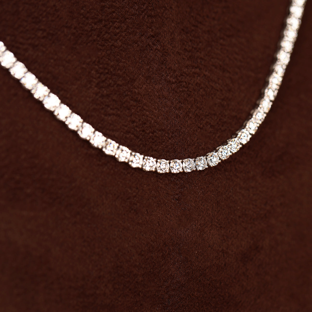 Round Lab Grown Diamond Tennis Necklace in 10K Yellow Gold 13 CTW