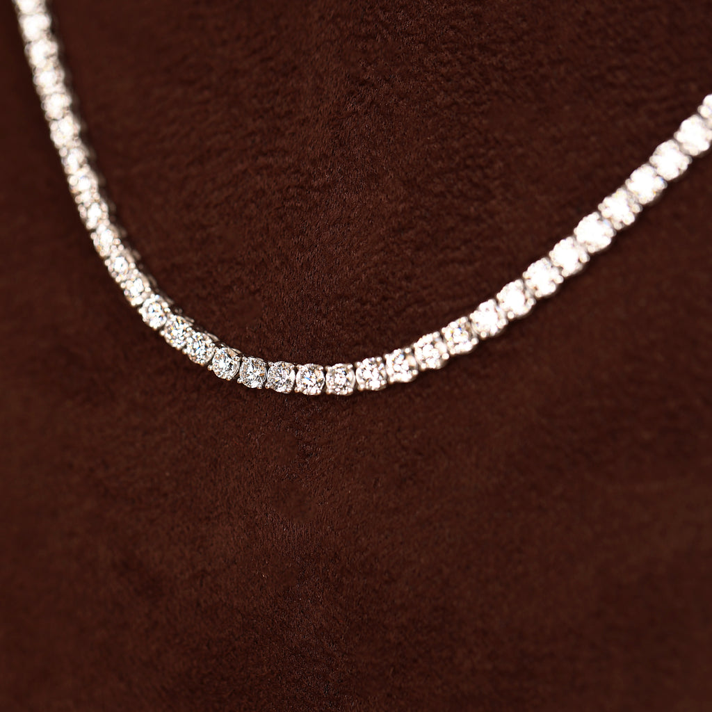 Round Lab Grown Diamond Tennis Necklace in 18K White Gold 13 CTW