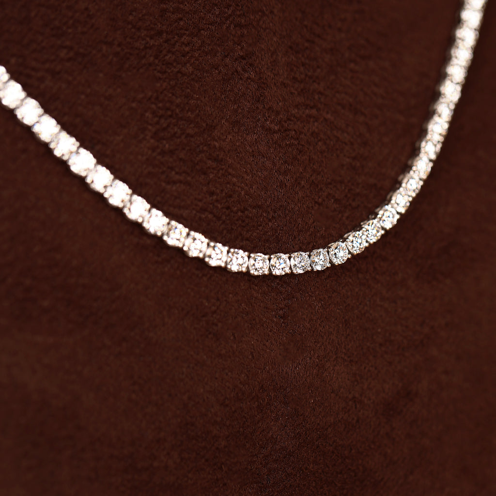 Round Lab Grown Diamond Tennis Necklace in 18K White Gold 13 CTW