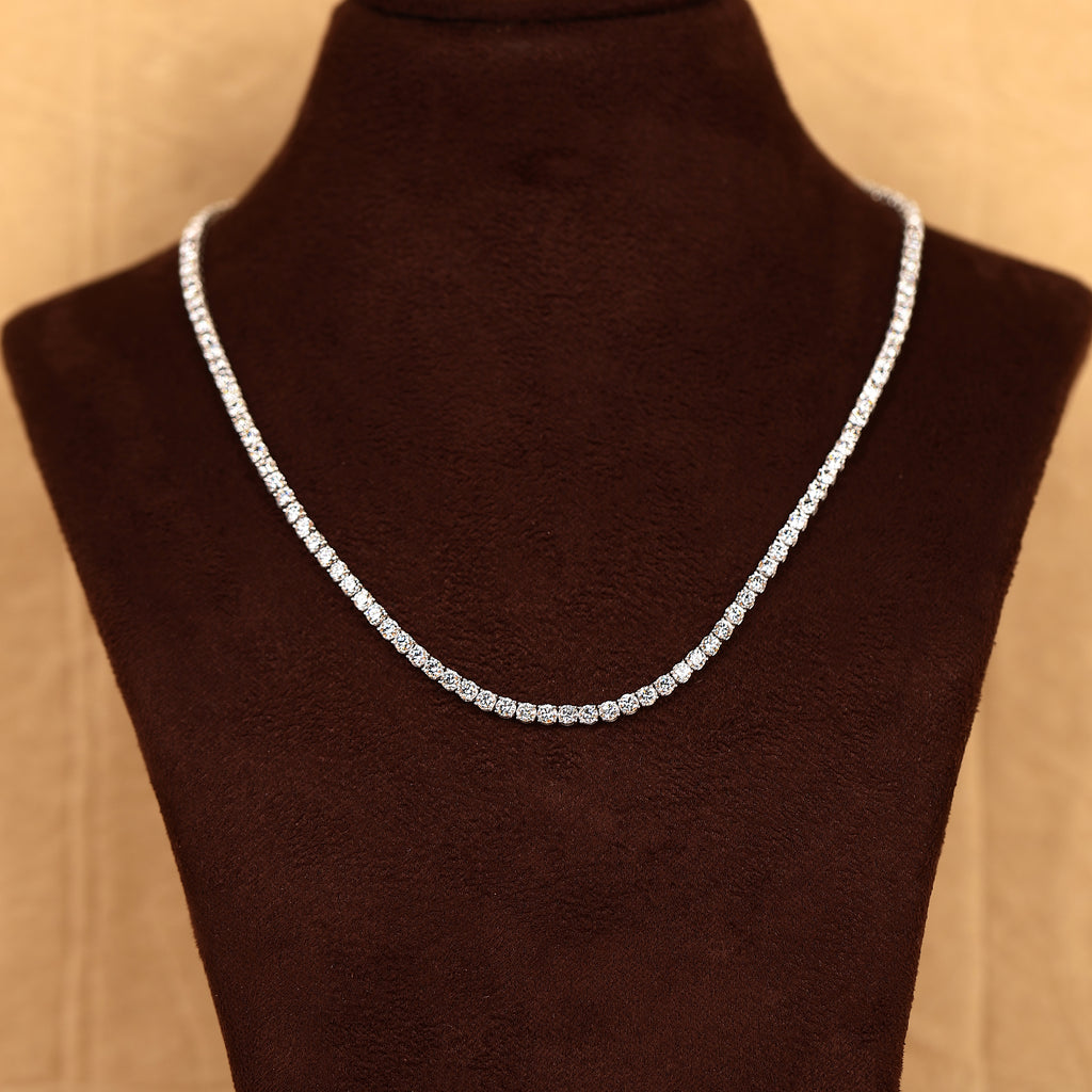 Round Lab Grown Diamond Tennis Necklace in 18K White Gold 13 CTW