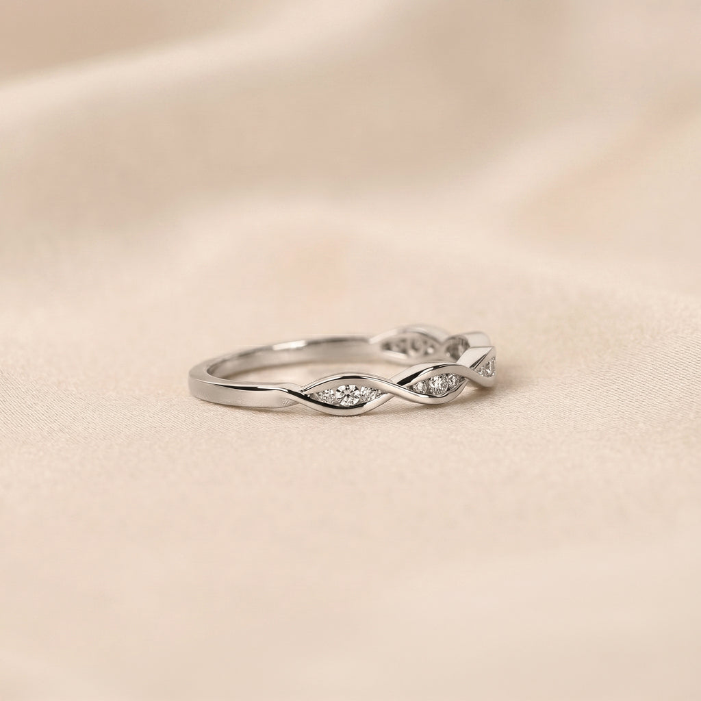 Round Lab Grown Diamond Twisted Band in 10K White Gold 0.12 CTW