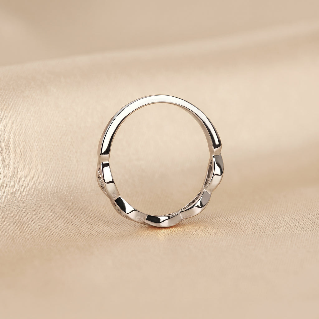 Round Lab Grown Diamond Twisted Band in 14K White Gold 0.12 CTW