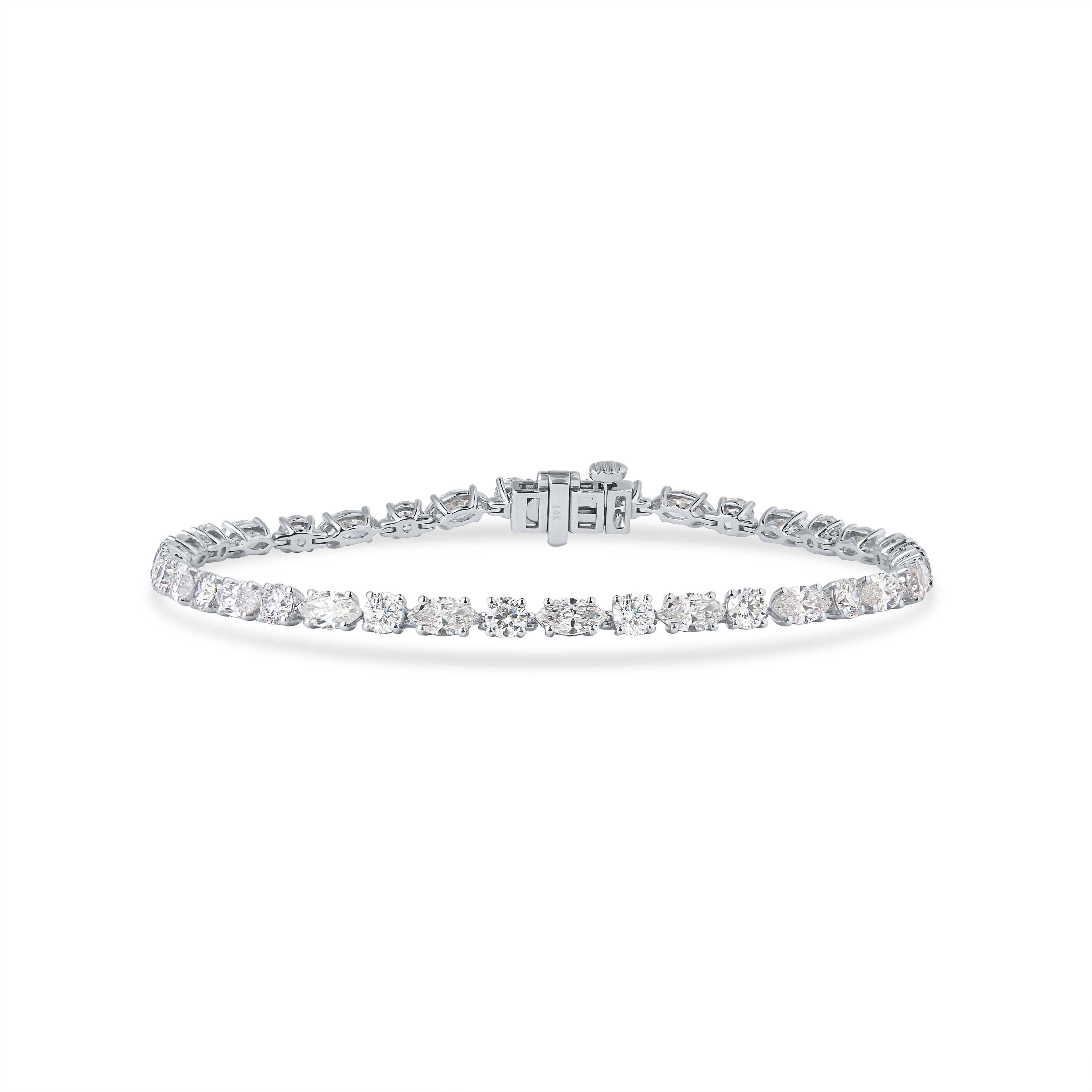 Round & Marquise Cut Lab Grown Diamond Tennis Bracelet