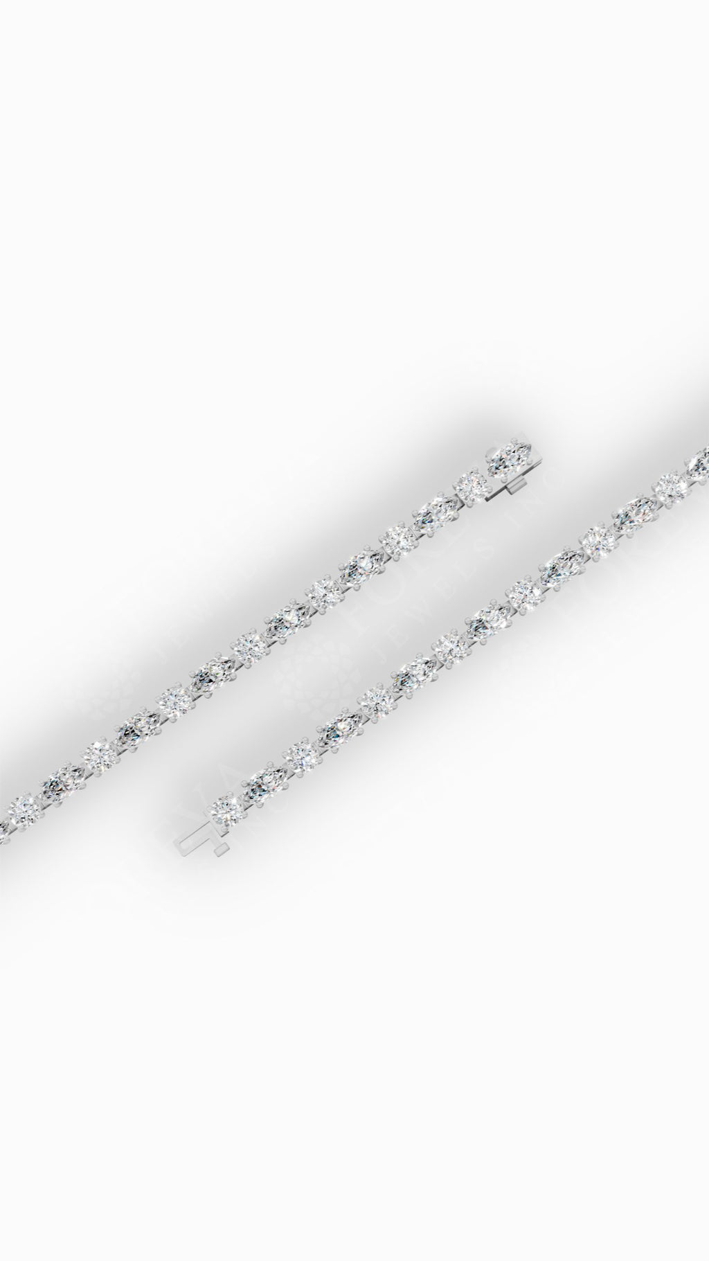 Round & Marquise Cut Tennis Bracelet Lab Grown Diamonds 10K White Gold 6.5 CTW