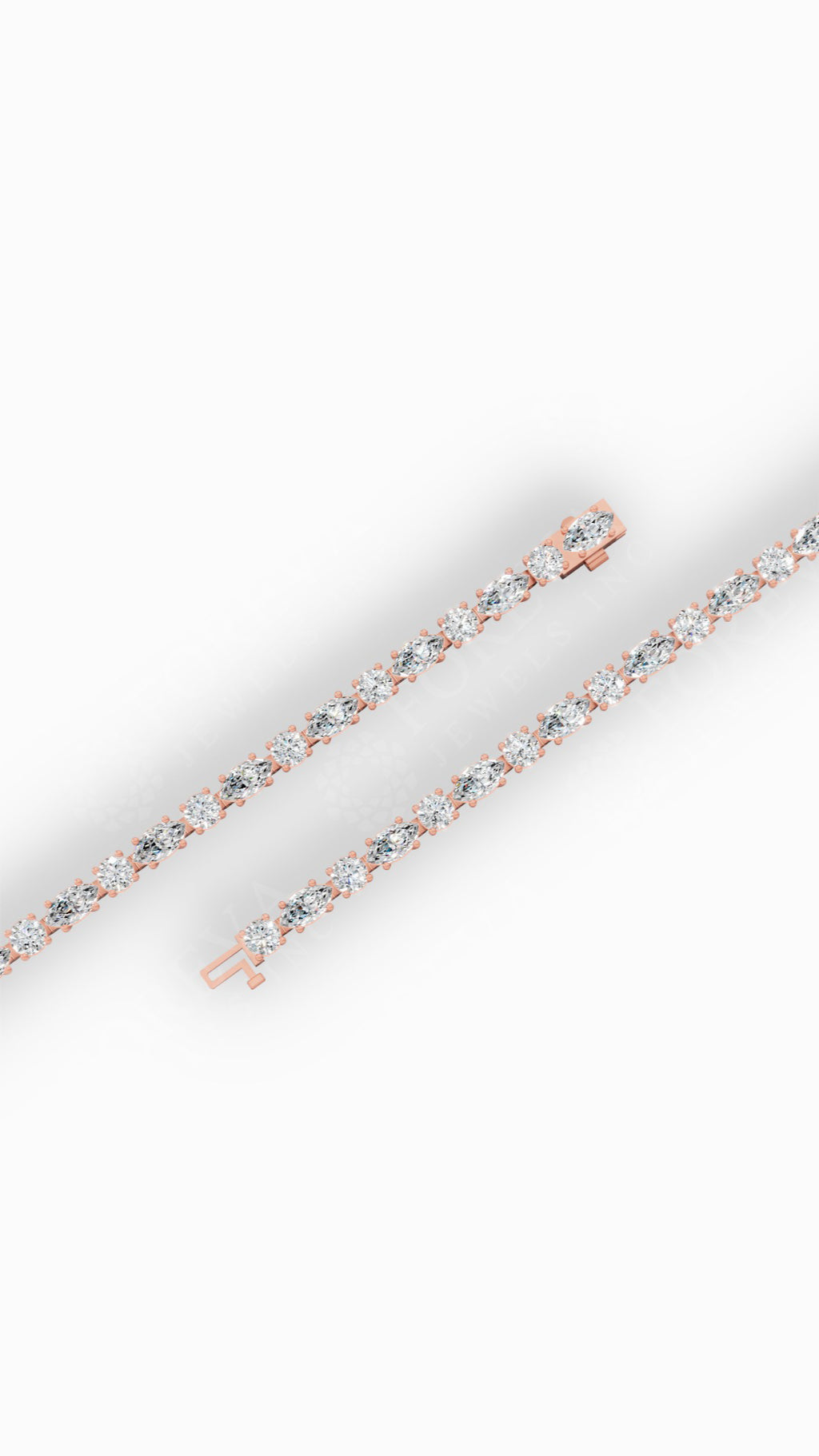 Round & Marquise Cut Tennis Bracelet Lab Grown Diamonds 14K Rose Gold 6.5 CTW