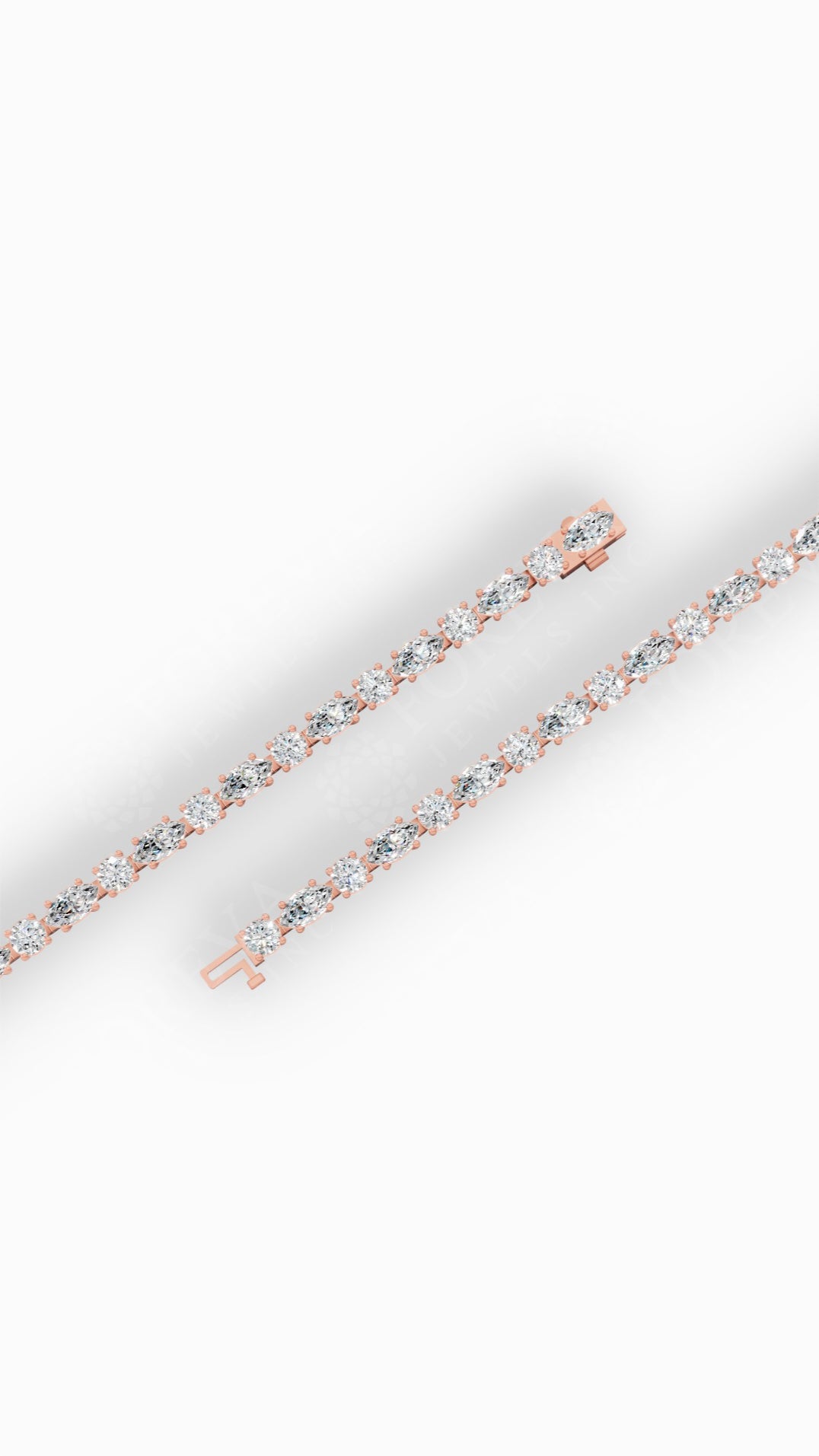 Round & Marquise Cut Tennis Bracelet Lab Grown Diamonds 14K Rose Gold 6.5 CTW