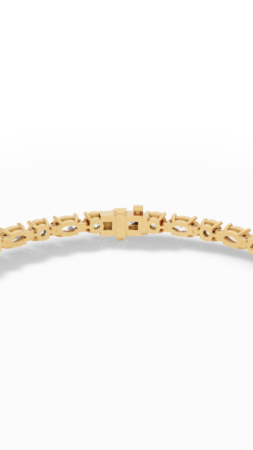 Round & Marquise Cut Tennis Bracelet Lab Grown Diamonds 14K Yellow Gold 6.5 CTW