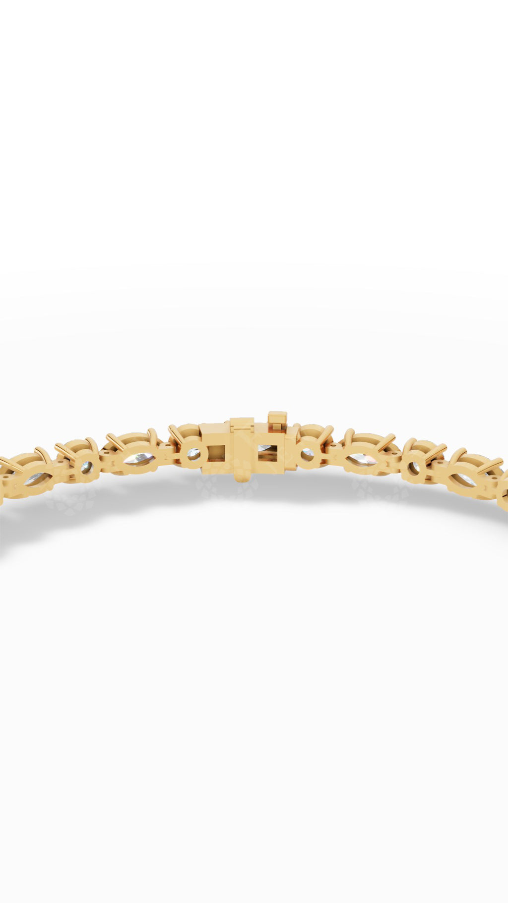 Round & Marquise Cut Tennis Bracelet Lab Grown Diamonds 18K Yellow Gold 6.5 CTW