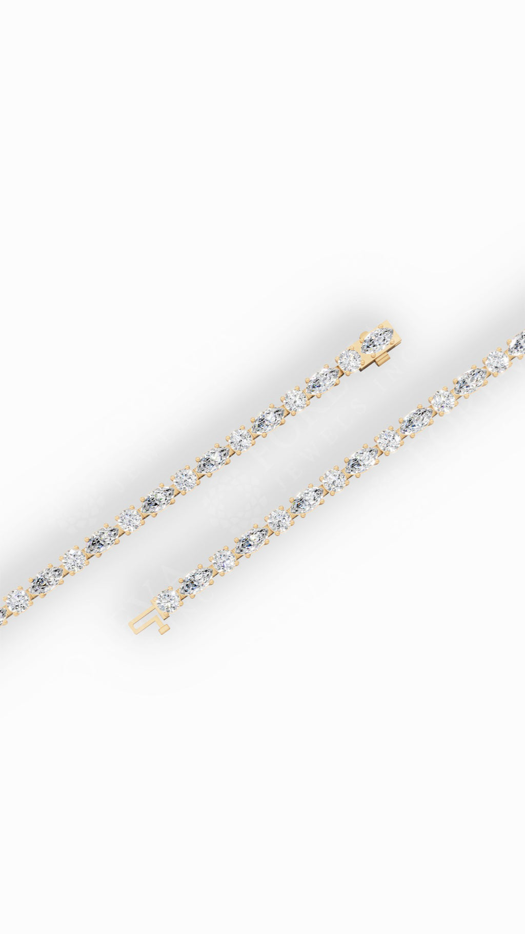 Round & Marquise Cut Tennis Bracelet Lab Grown Diamonds 18K Yellow Gold 6.5 CTW