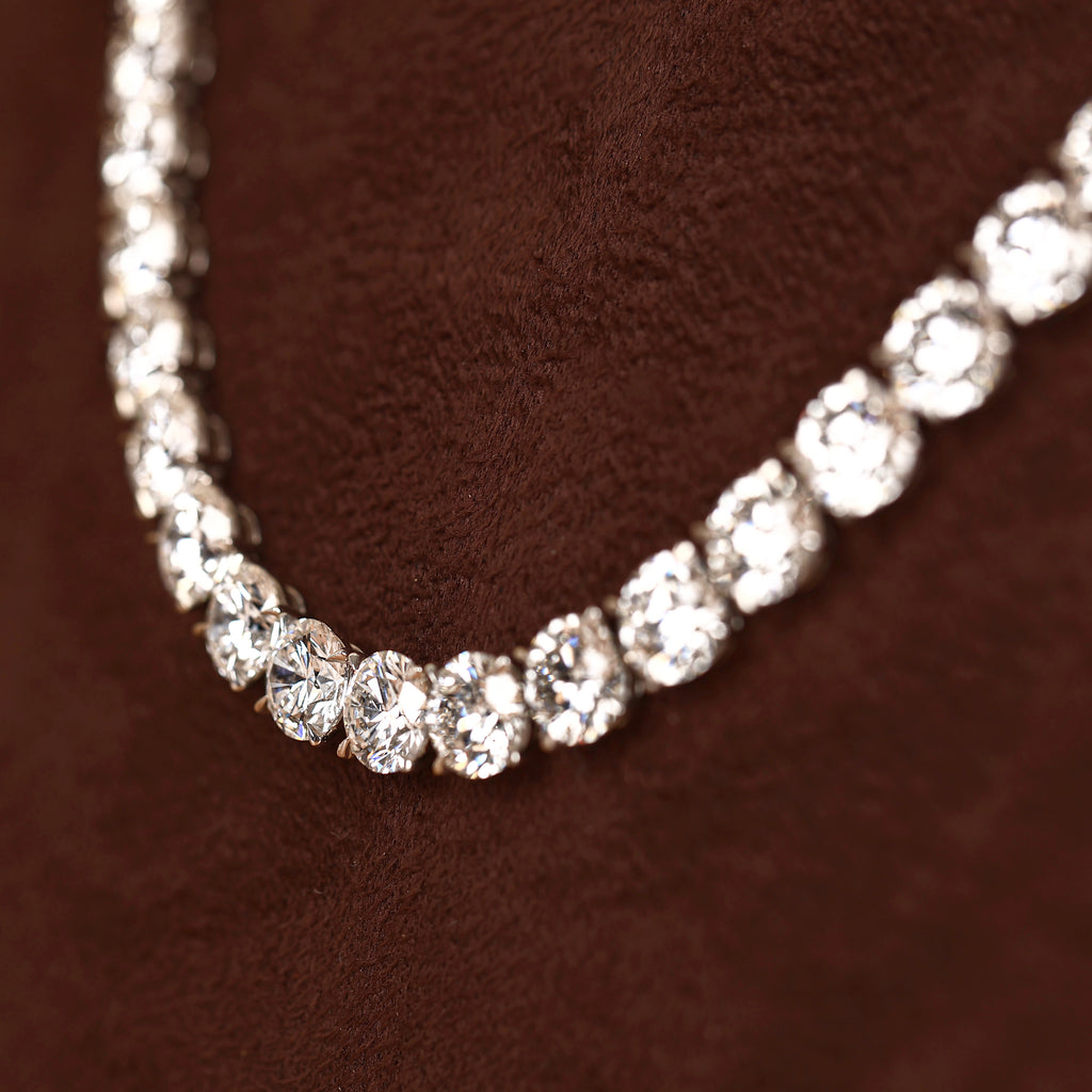 Round & Marquise Lab Grown Diamond Tennis Necklace in 10K Rose Gold 73 CTW