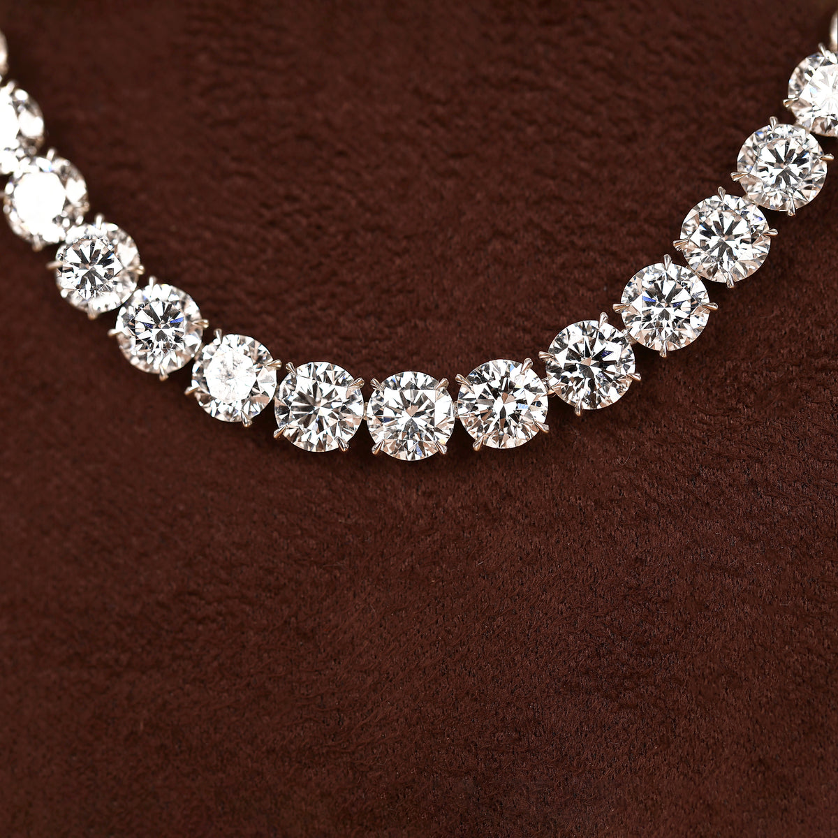 Round & Marquise Lab Grown Diamond Tennis Necklace in 10K White Gold 73 CTW