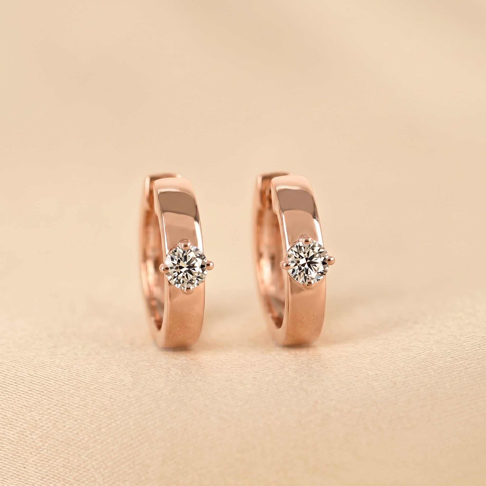 Solitaire Lab Grown Diamond Hoop Earrings in 10K Rose Gold 0.52 CTW