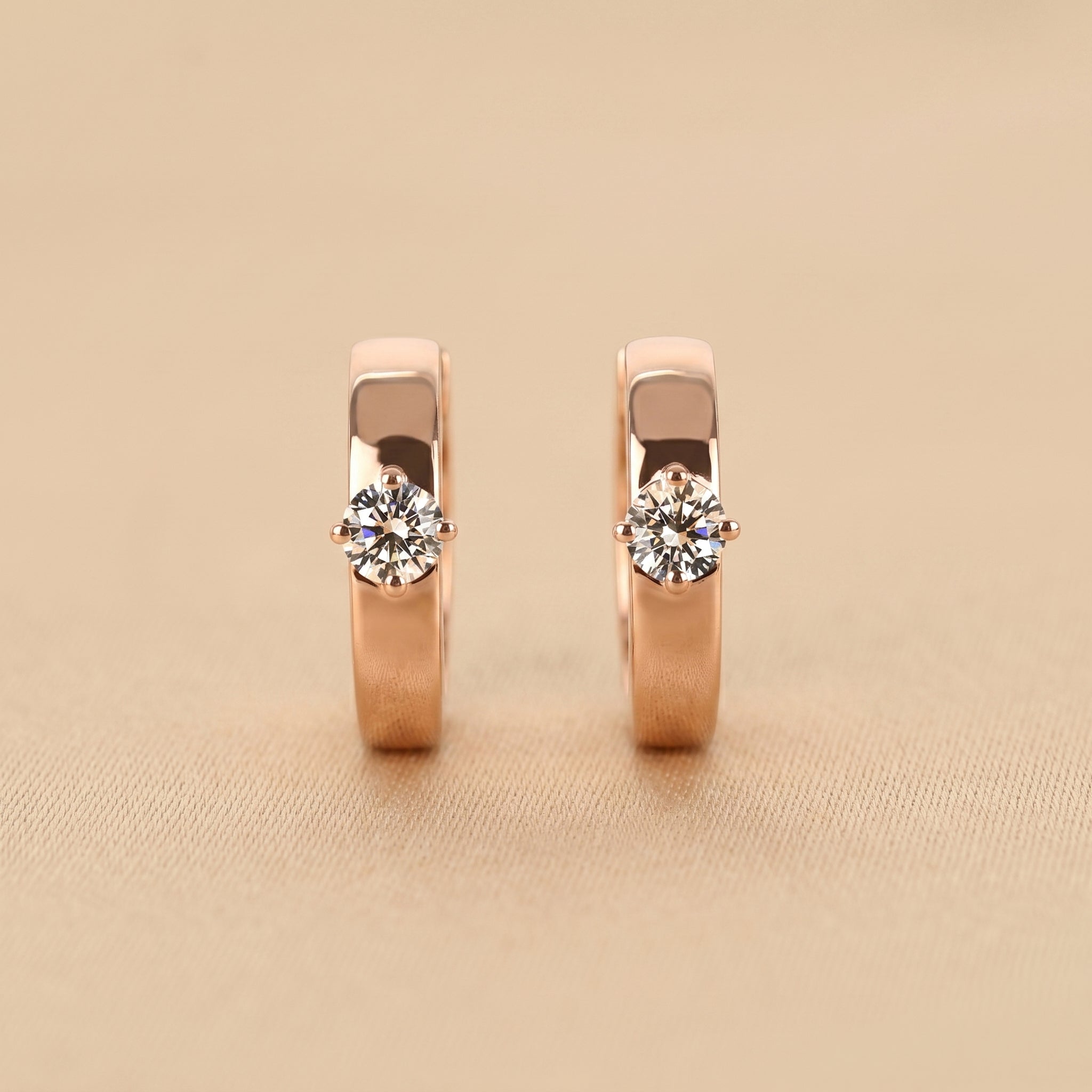 Solitaire Lab Grown Diamond Hoop Earrings in 10K Rose Gold 0.52 CTW