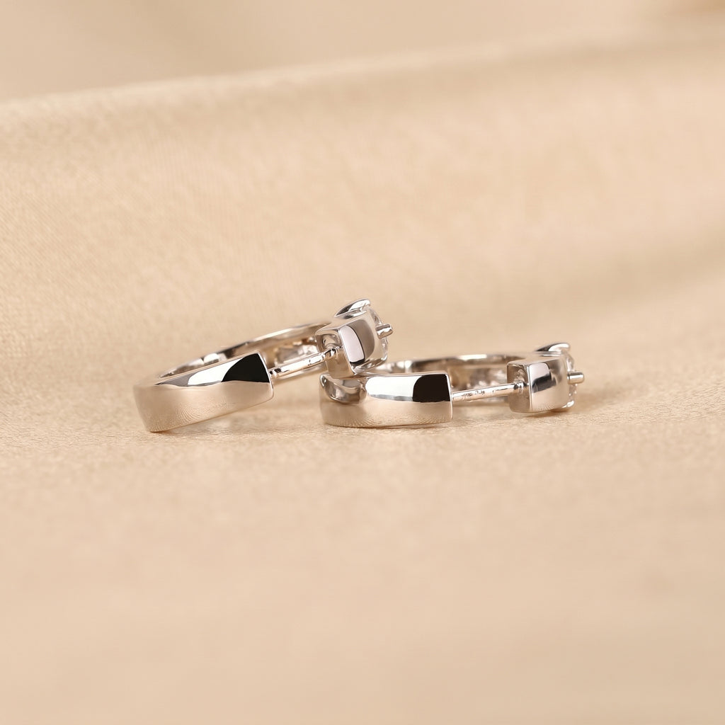 Solitaire Lab Grown Diamond Hoop Earrings in 10K White Gold 0.52 CTW