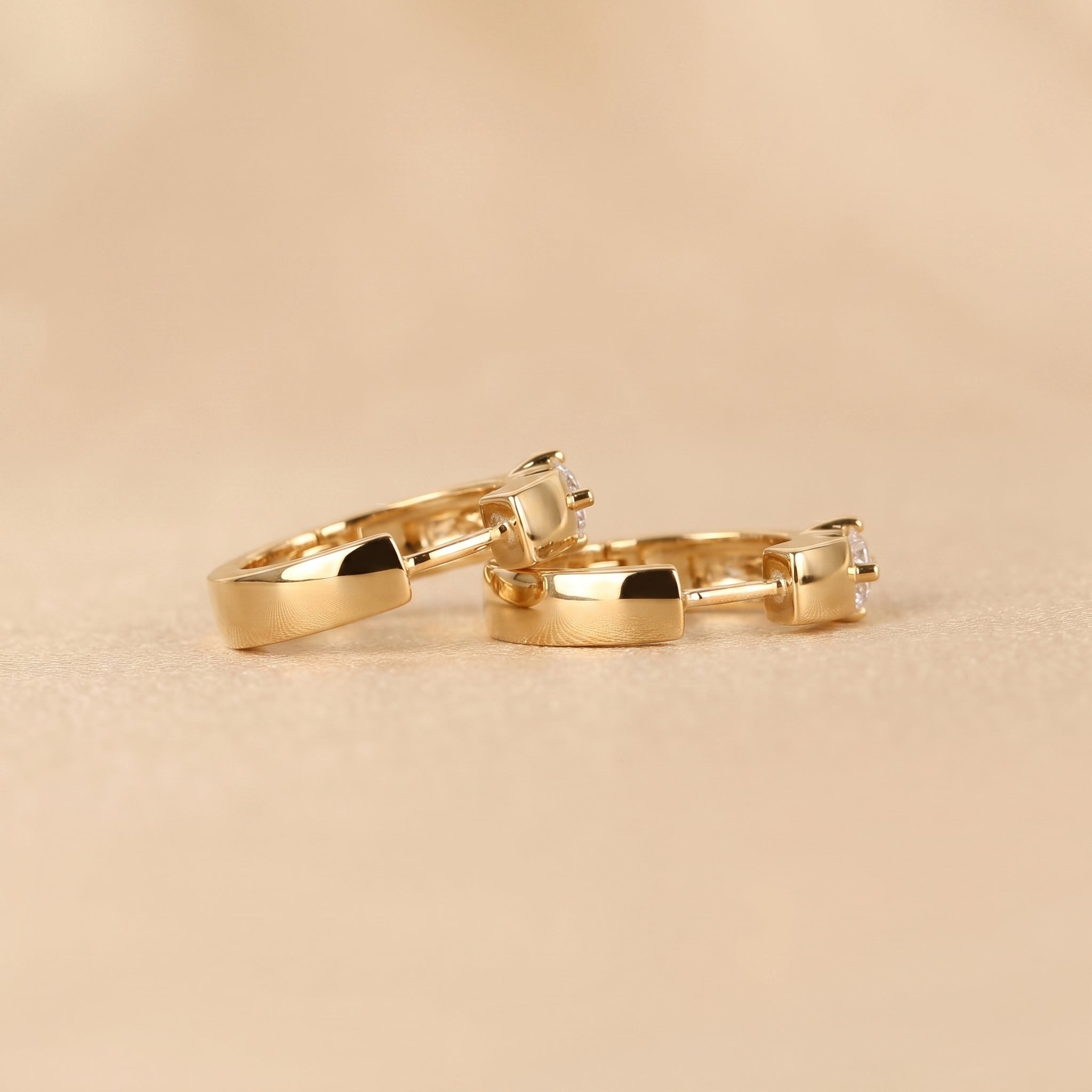 Solitaire Lab Grown Diamond Hoop Earrings in 10K Yellow Gold 0.52 CTW