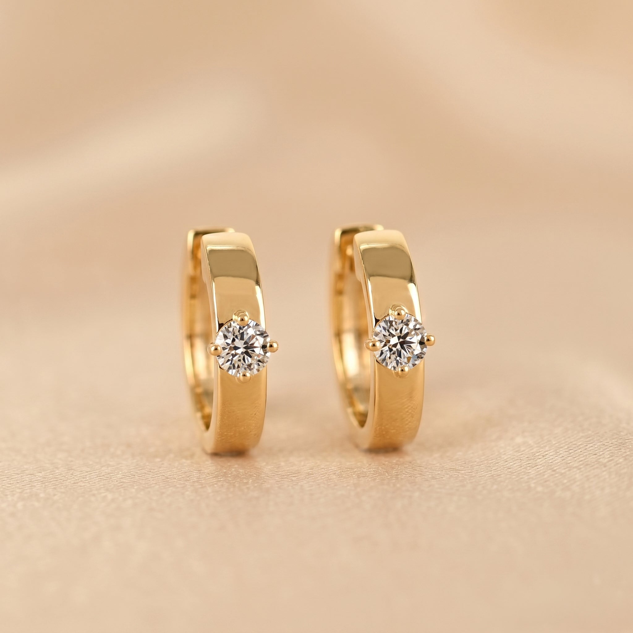 Solitaire Lab Grown Diamond Hoop Earrings in 10K Yellow Gold 0.52 CTW