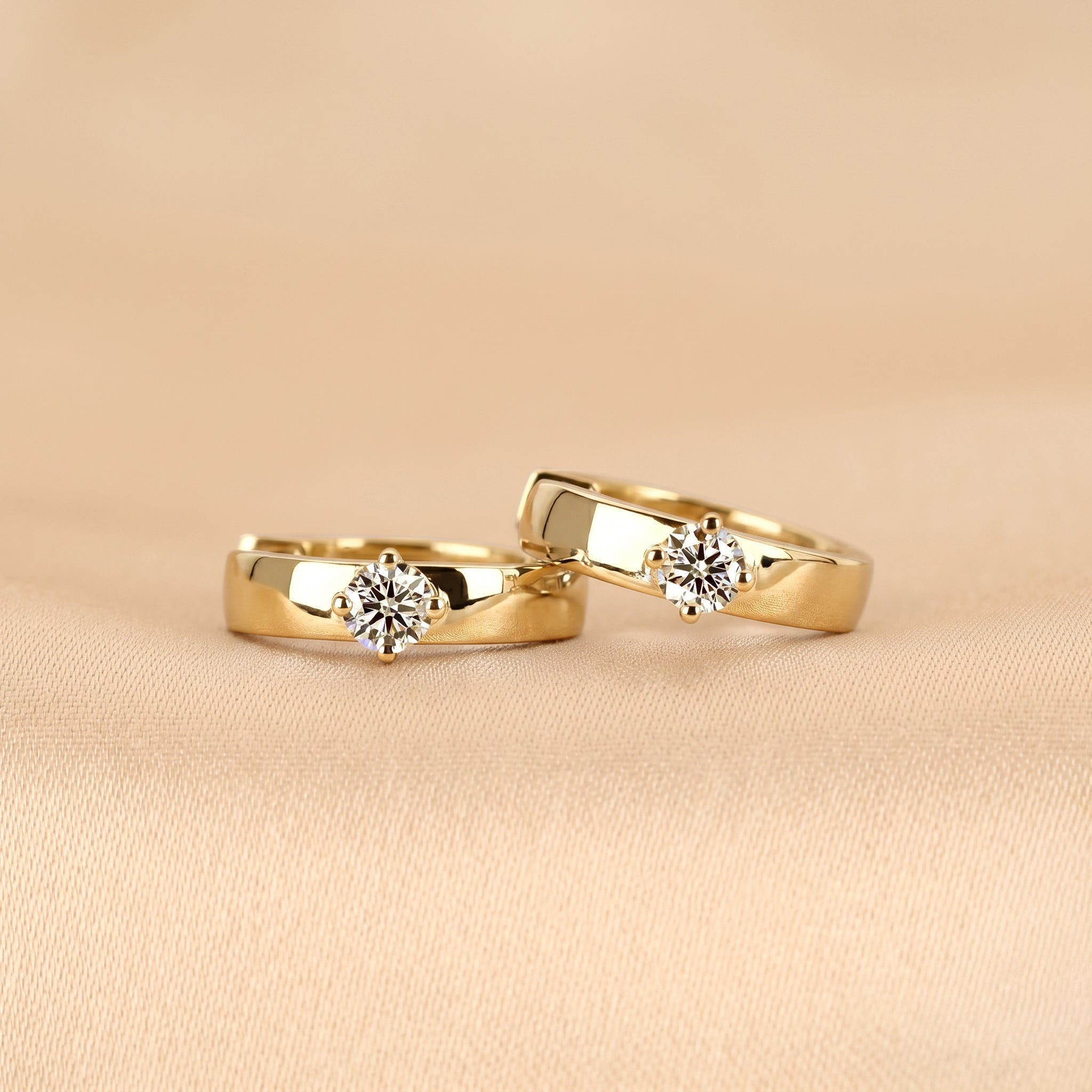 Solitaire Lab Grown Diamond Hoop Earrings in 10K Yellow Gold 0.52 CTW