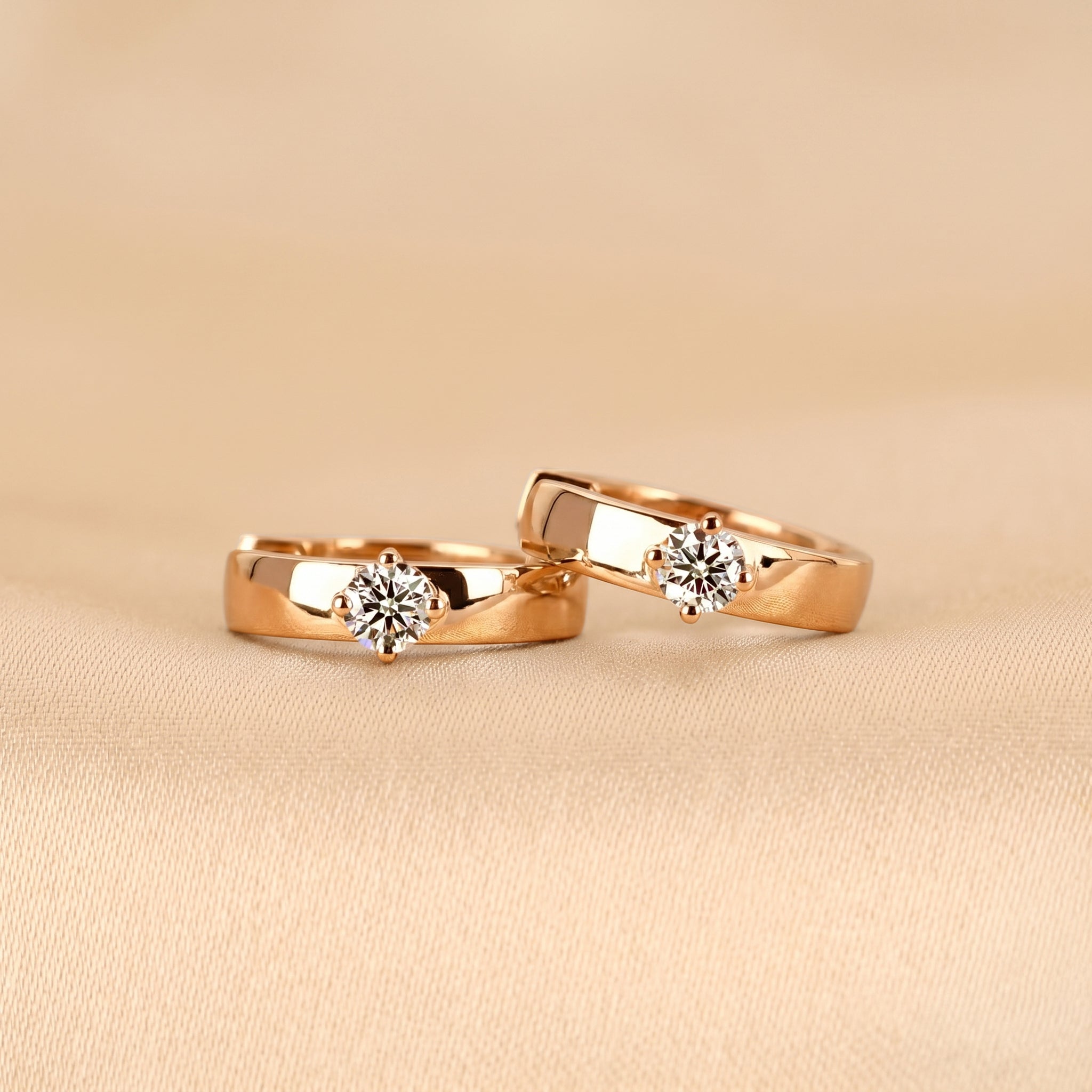 Solitaire Lab Grown Diamond Hoop Earrings in 14K Rose Gold 0.52 CTW