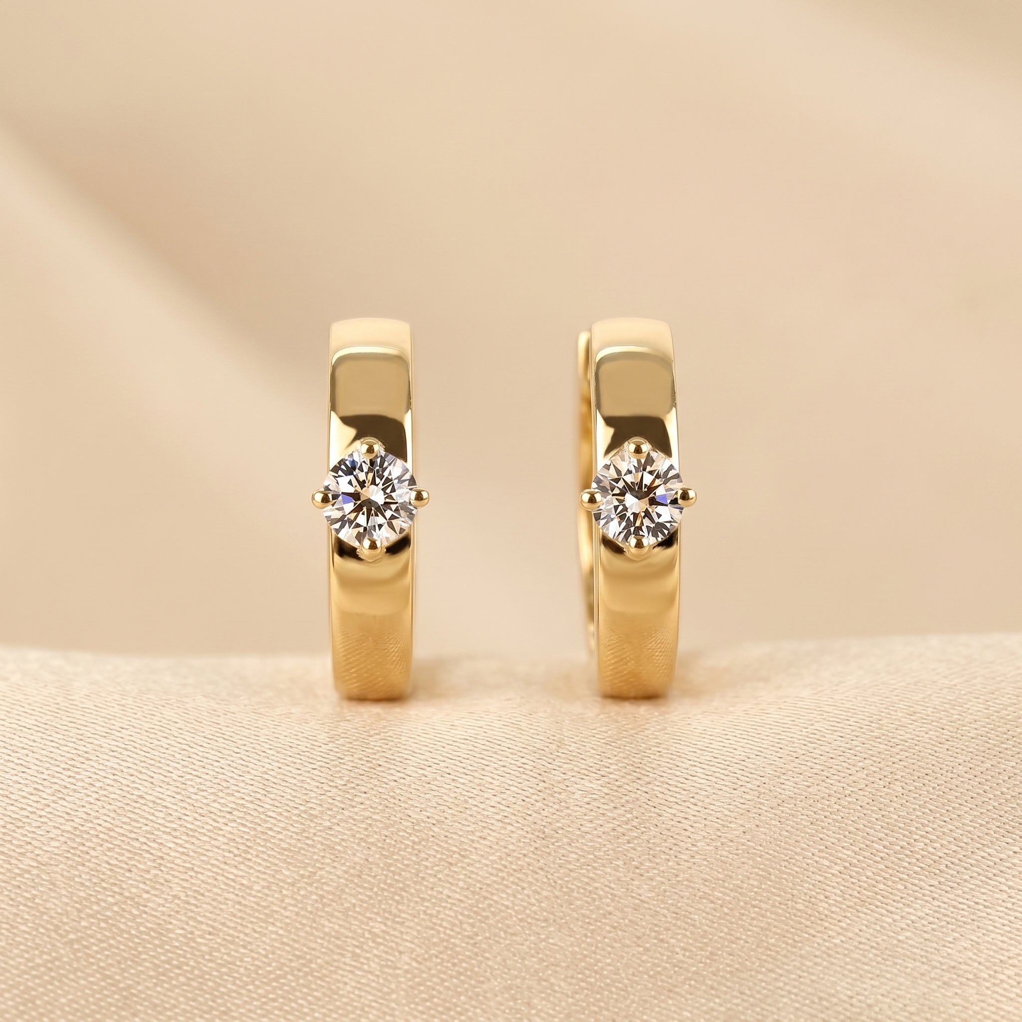 Solitaire Lab Grown Diamond Hoop Earrings in 14K Yellow Gold 0.52 CTW
