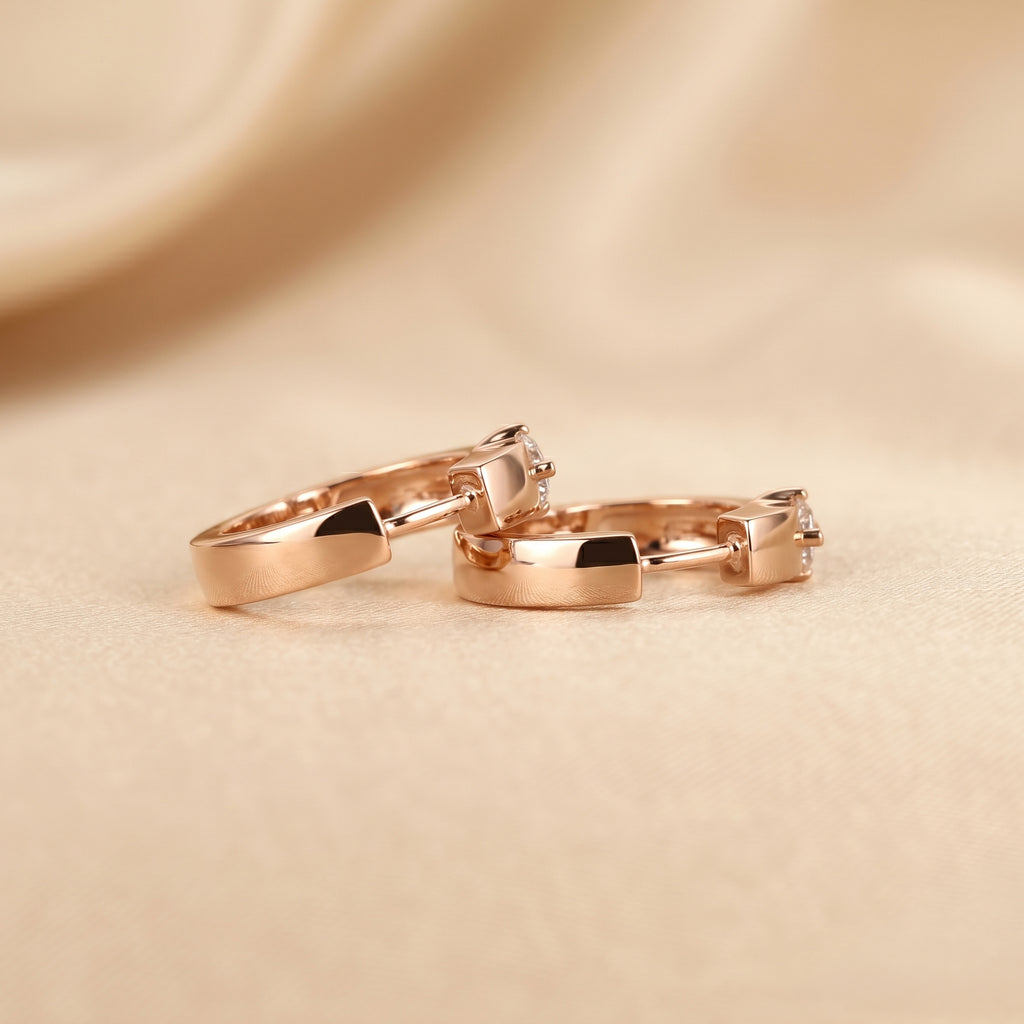 Solitaire Lab Grown Diamond Hoop Earrings in 18K Rose Gold 0.52 CTW
