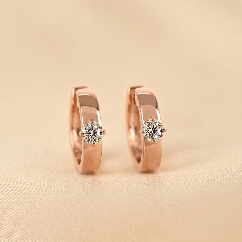 Solitaire Lab Grown Diamond Hoop Earrings in 18K Rose Gold 0.52 CTW