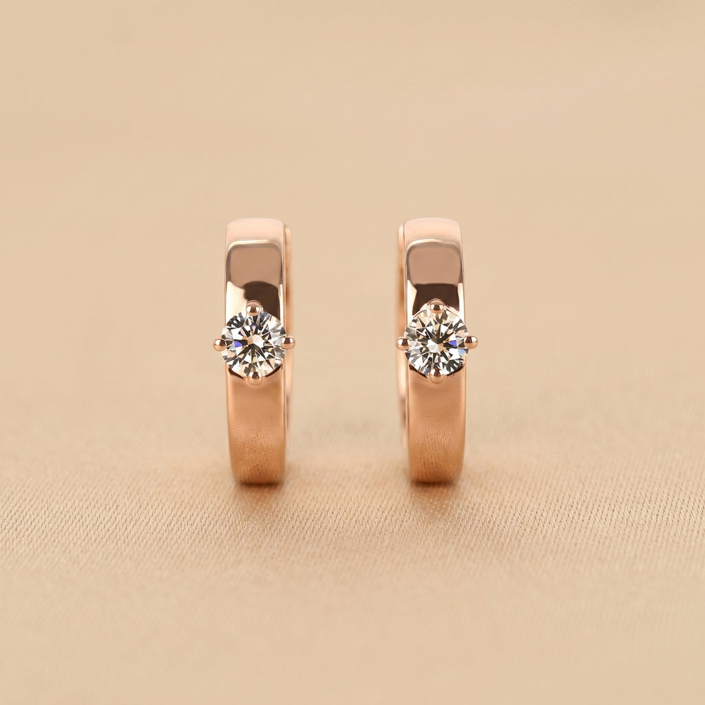 Solitaire Lab Grown Diamond Hoop Earrings in 18K Rose Gold 0.52 CTW
